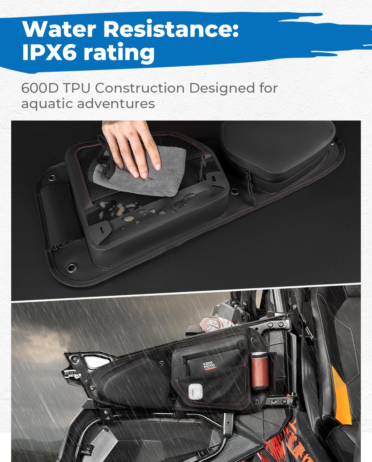 TPU New Fabric IPX6 Door Bags for Polaris RZR XP 1000 Trail S 900 2014-2023 - Image 2