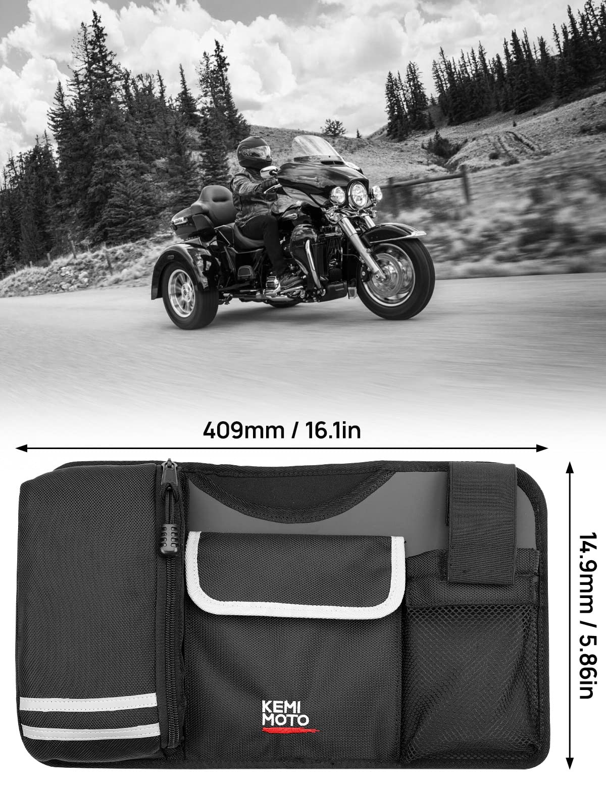 Trunk Lid Organizer for Tri Glide Freewheeler Accessories 2009-2024 - Image 5