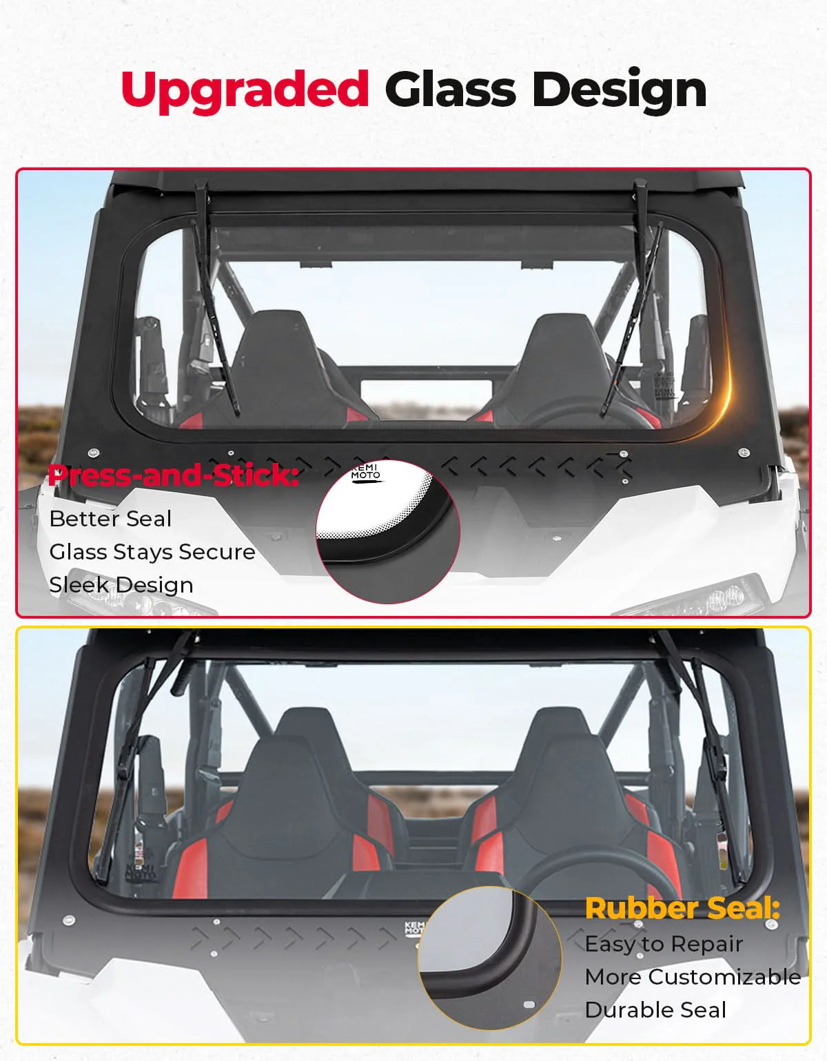 Full Front Glass Windshield with 2 Manual Wipers for Polaris RZR XP - Image 5