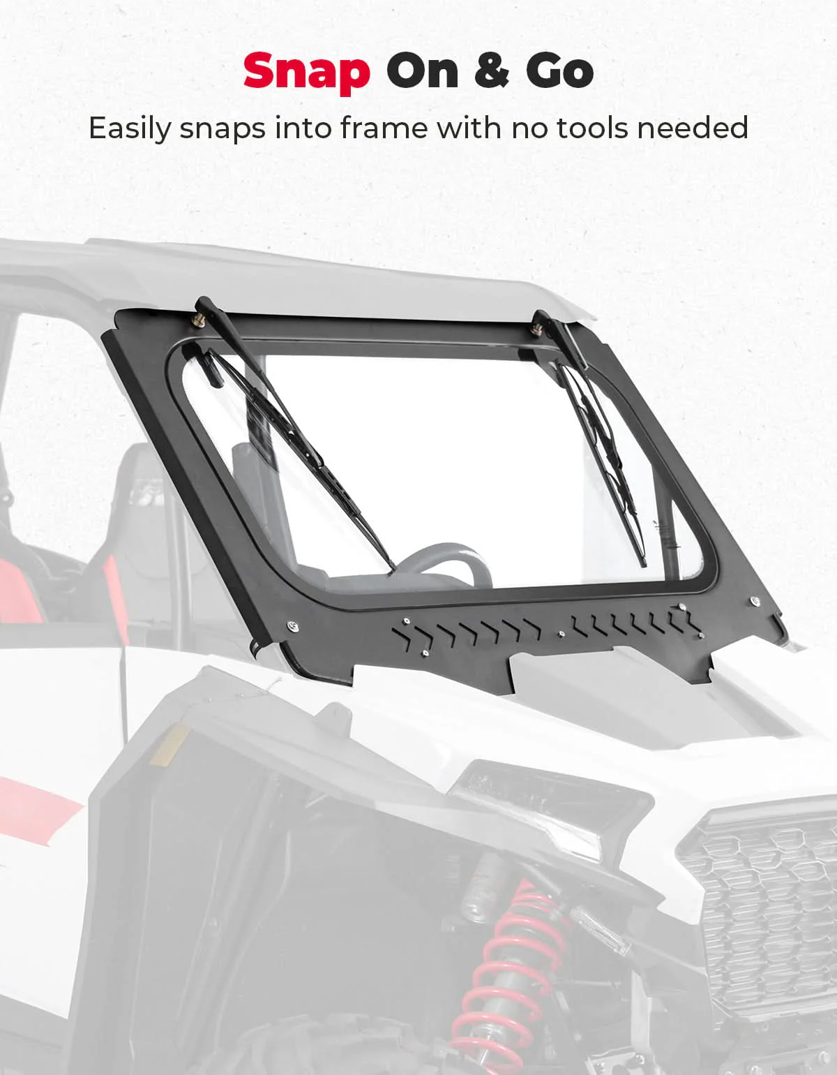 Full Front Glass Windshield with 2 Manual Wipers for Polaris RZR XP - Image 7