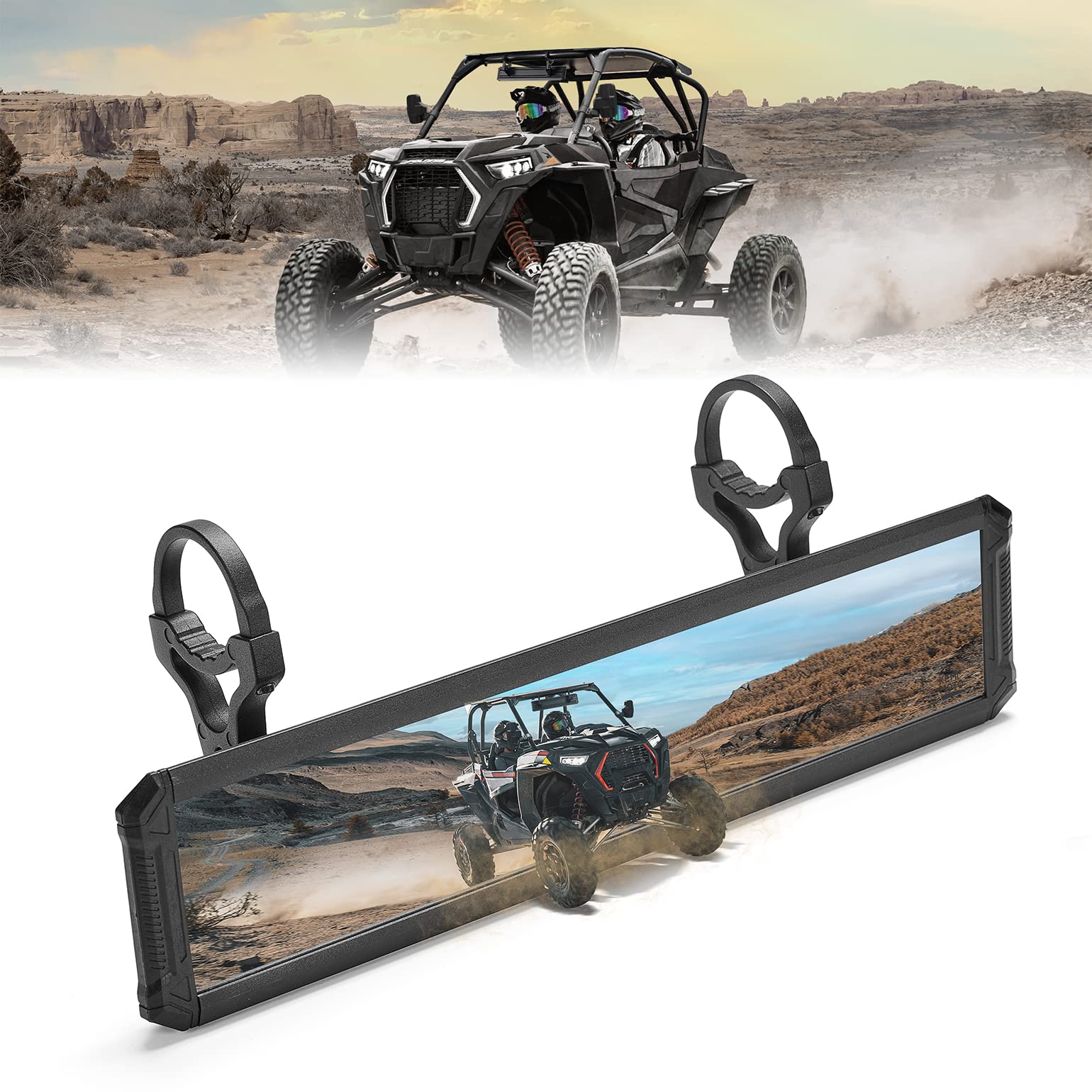UTV Rear View Mirror with 1.65"-2" Sturdy Gear Clamp - Image 4