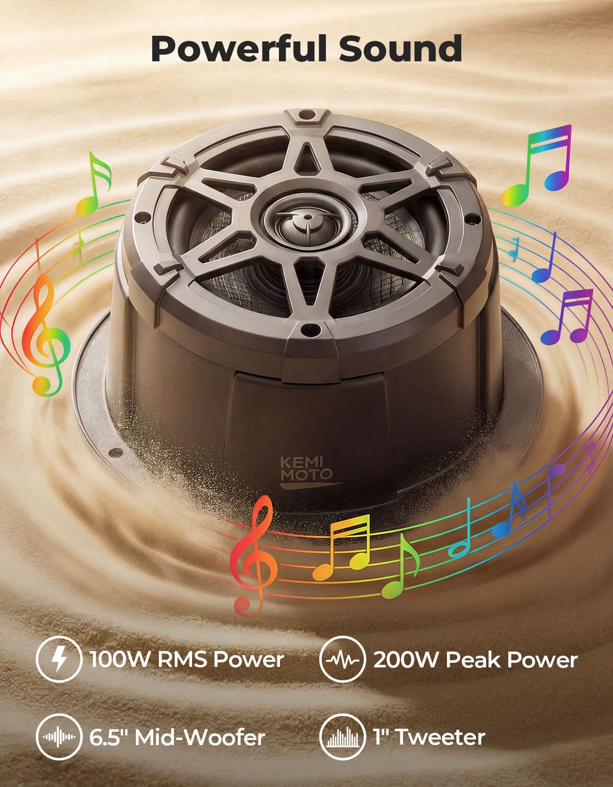 6.5" Speaker Pods with Enclosures (IPX5 Water-Resistant) Universal Fit for UTVs RVs Boats - Image 3
