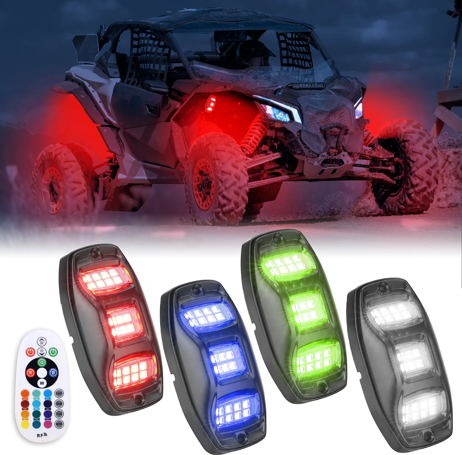 Universal 8 Pods RGB Rock Light Kit for UTV ATV Jeep Truck SUV Car - Image 10