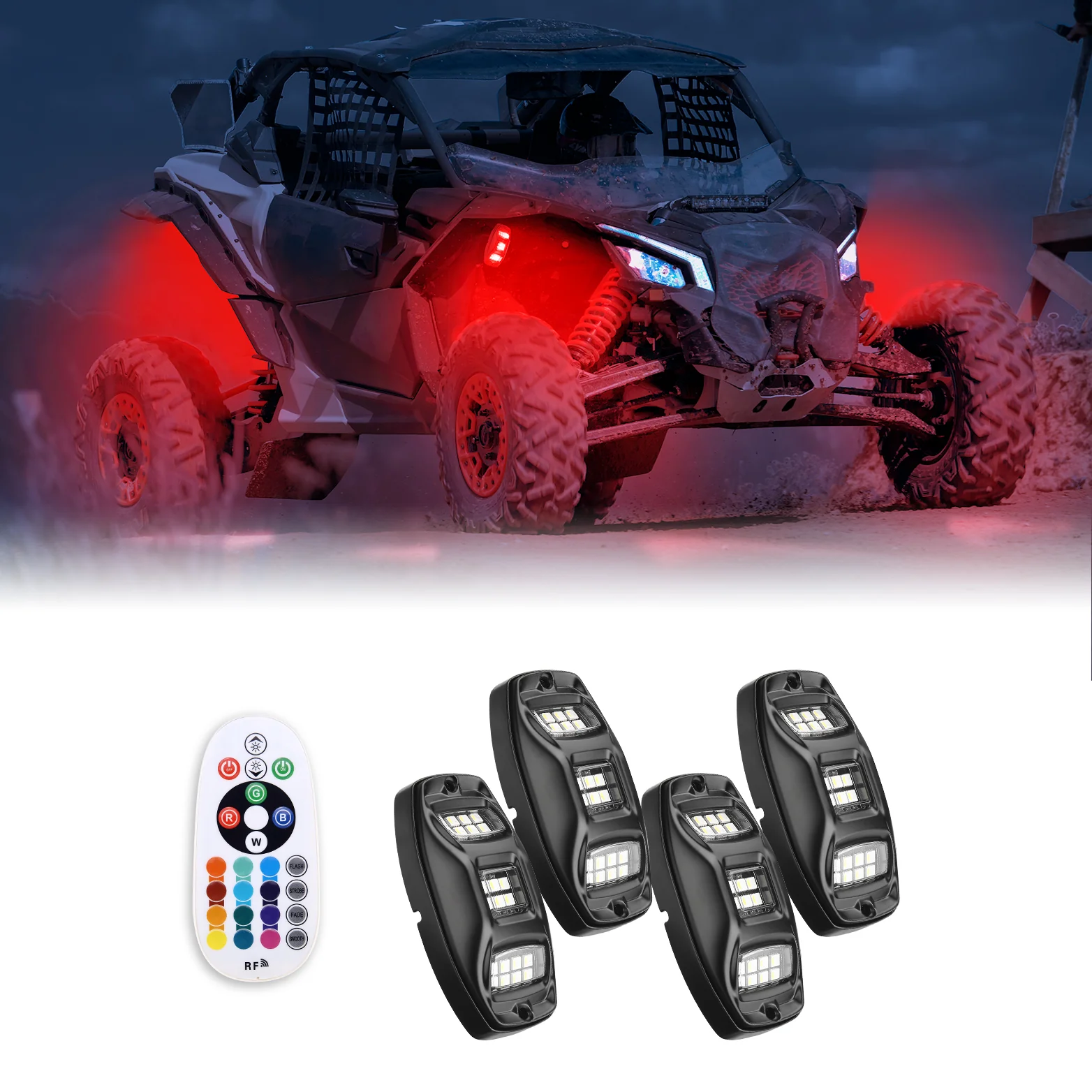 Universal 8 Pods RGB Rock Light Kit for UTV ATV Jeep Truck SUV Car - Image 3