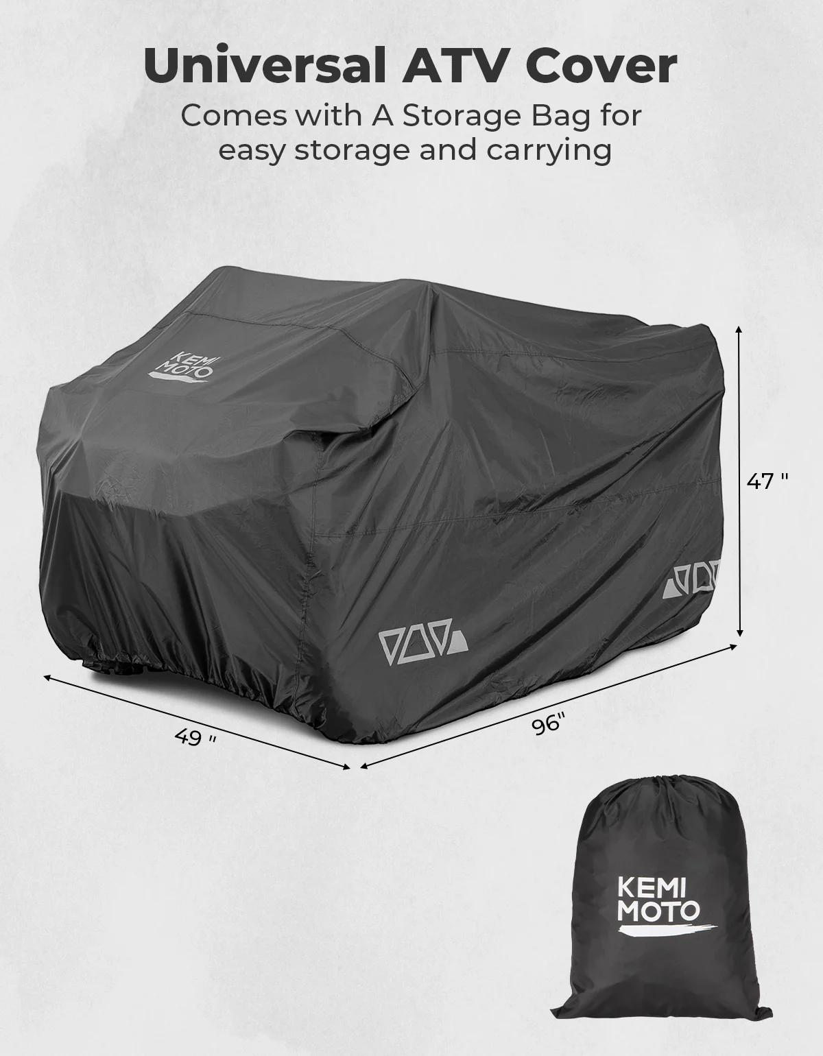 Universal ATV Waterproof Cover 96'' X 49'' X 47'' 300D Oxford fabric - Image 2