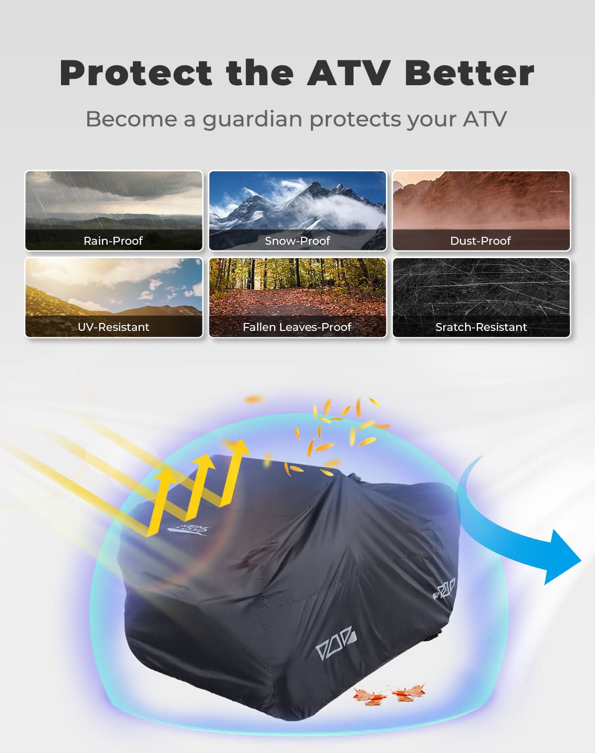 Universal ATV Waterproof Cover 90'' X 43'' X 46'' - Image 5