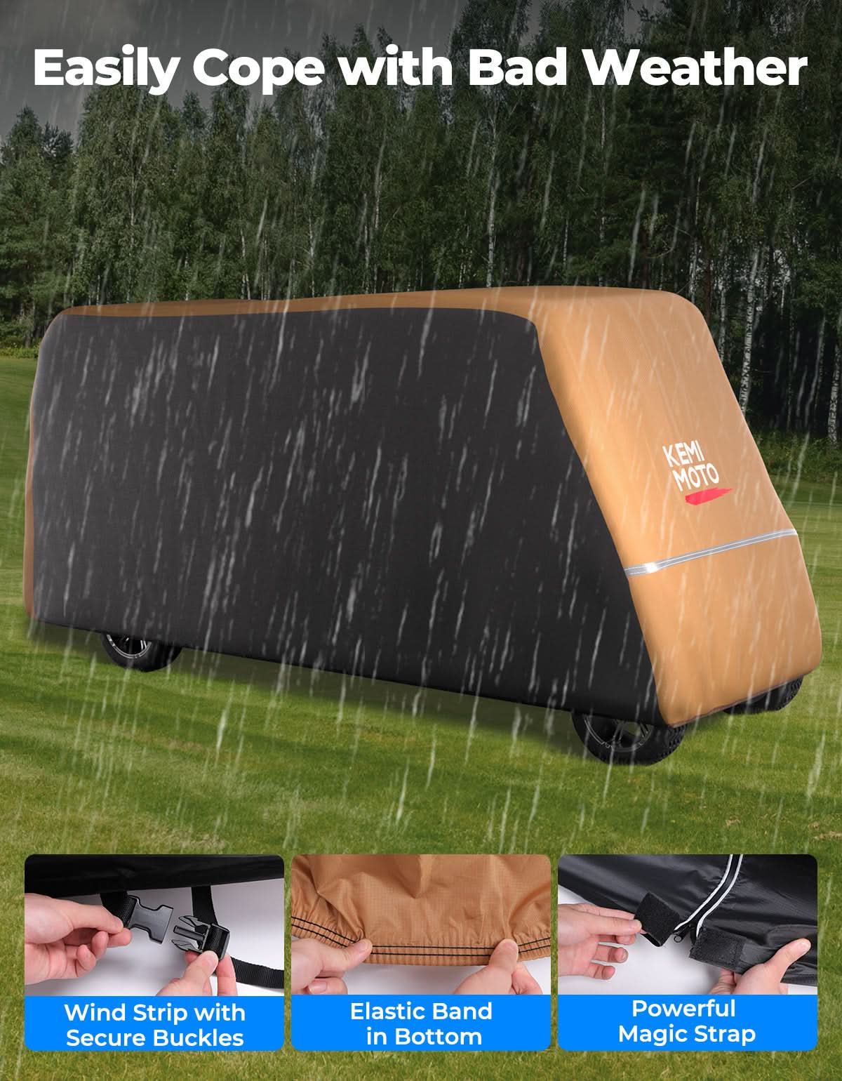 Universal Golf Cart Cover Seats with Storage Bag - Image 10