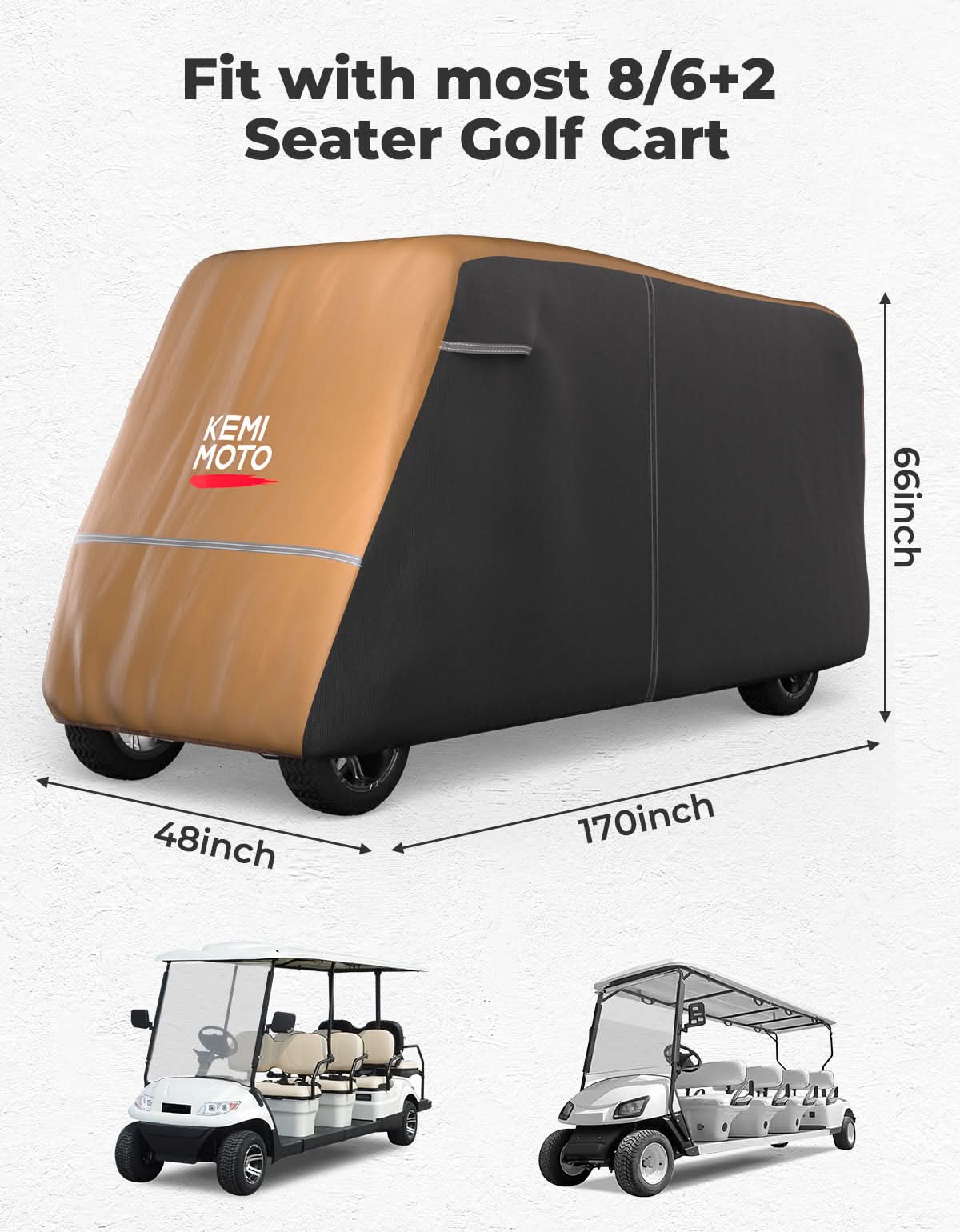 Universal Golf Cart Cover Seats with Storage Bag - Image 9