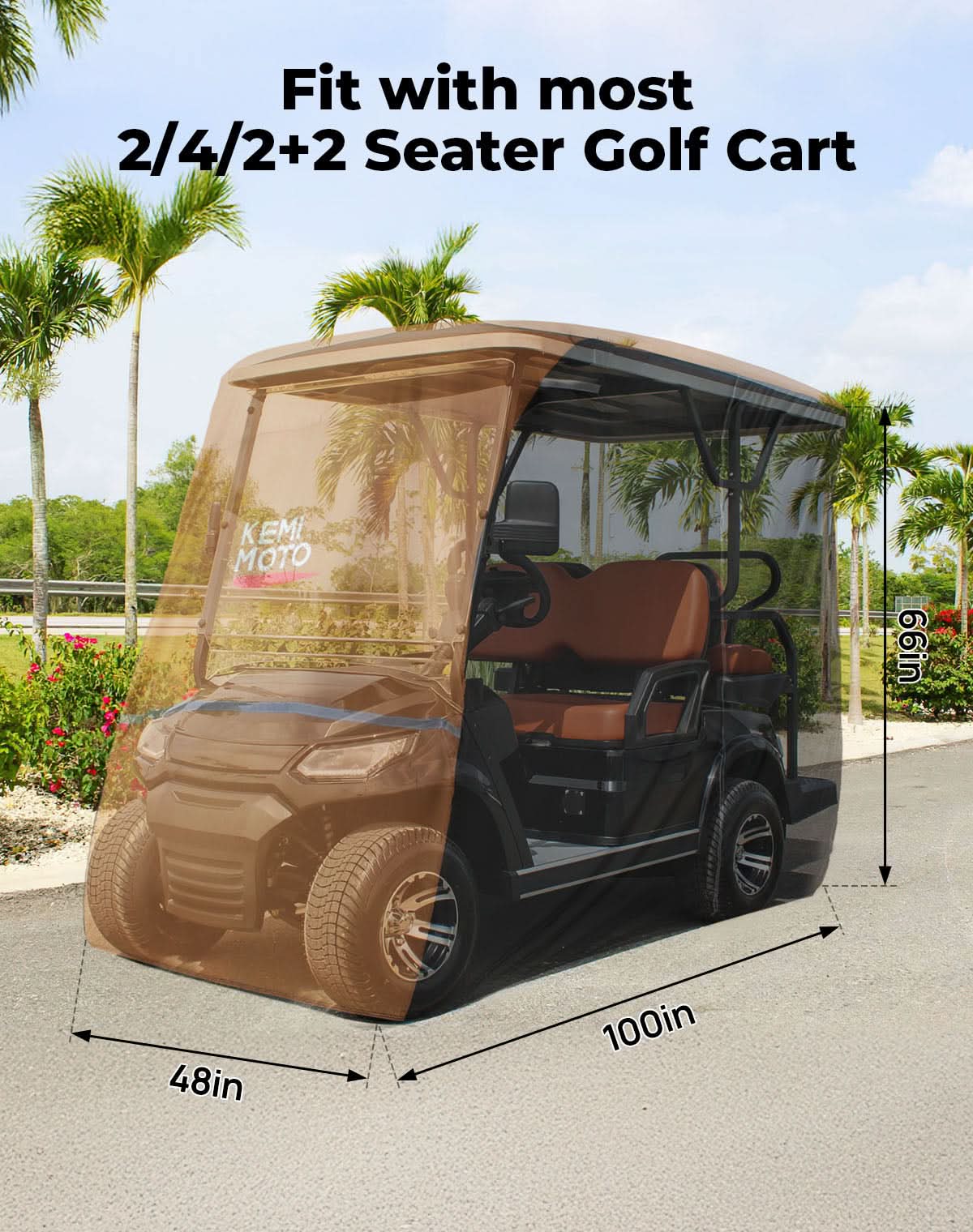 Universal Golf Cart Cover for 2-4 Seats with Storage Bag - Image 3