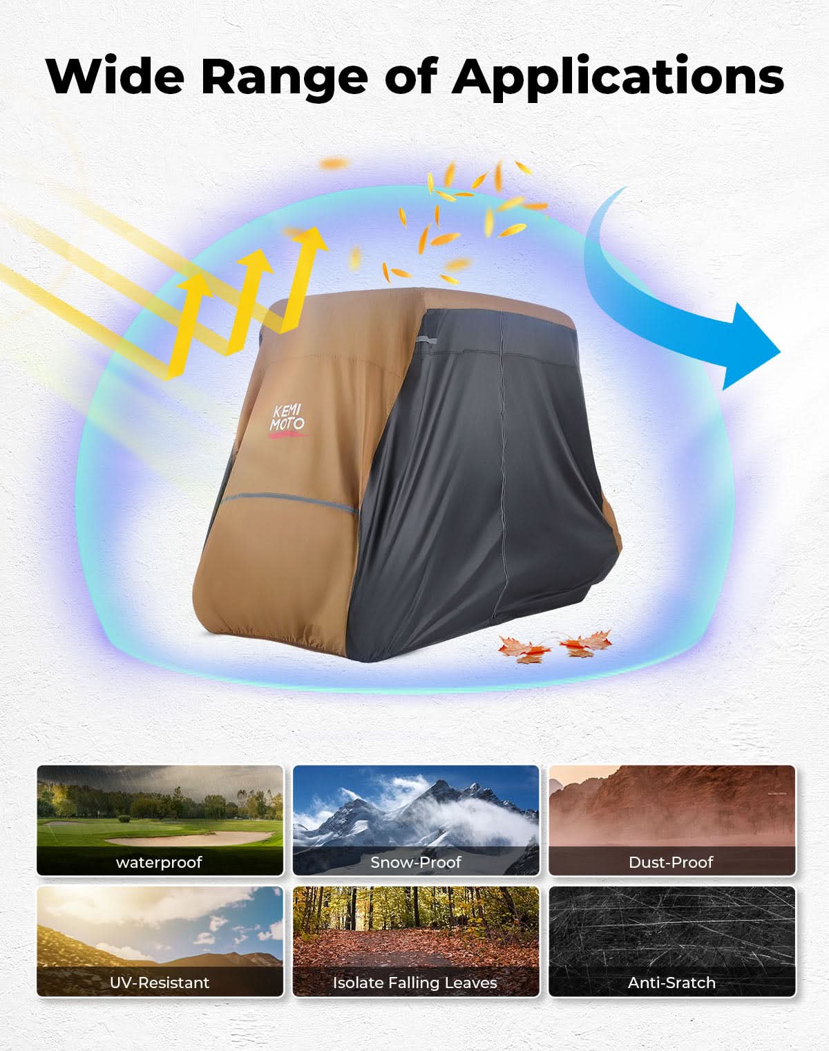 Universal Golf Cart Cover for 2-4 Seats with Storage Bag - Image 4