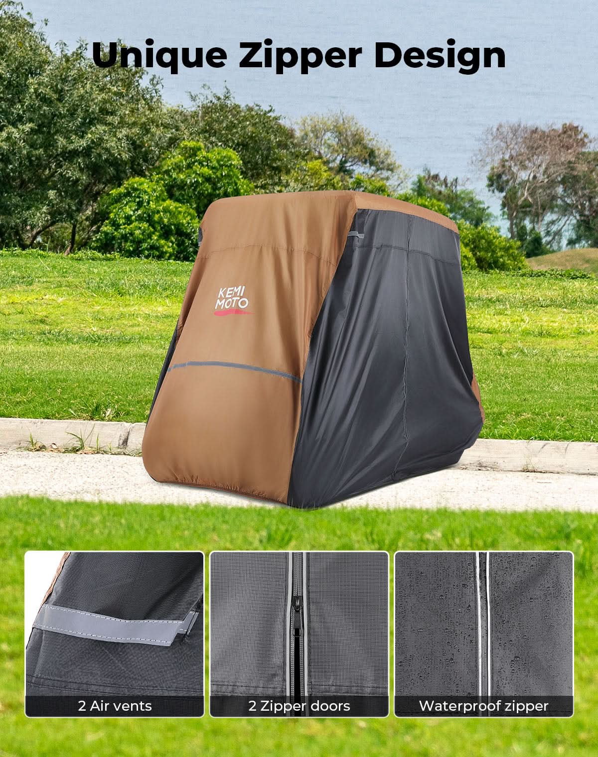 Universal Golf Cart Cover for 2-4 Seats with Storage Bag - Image 7