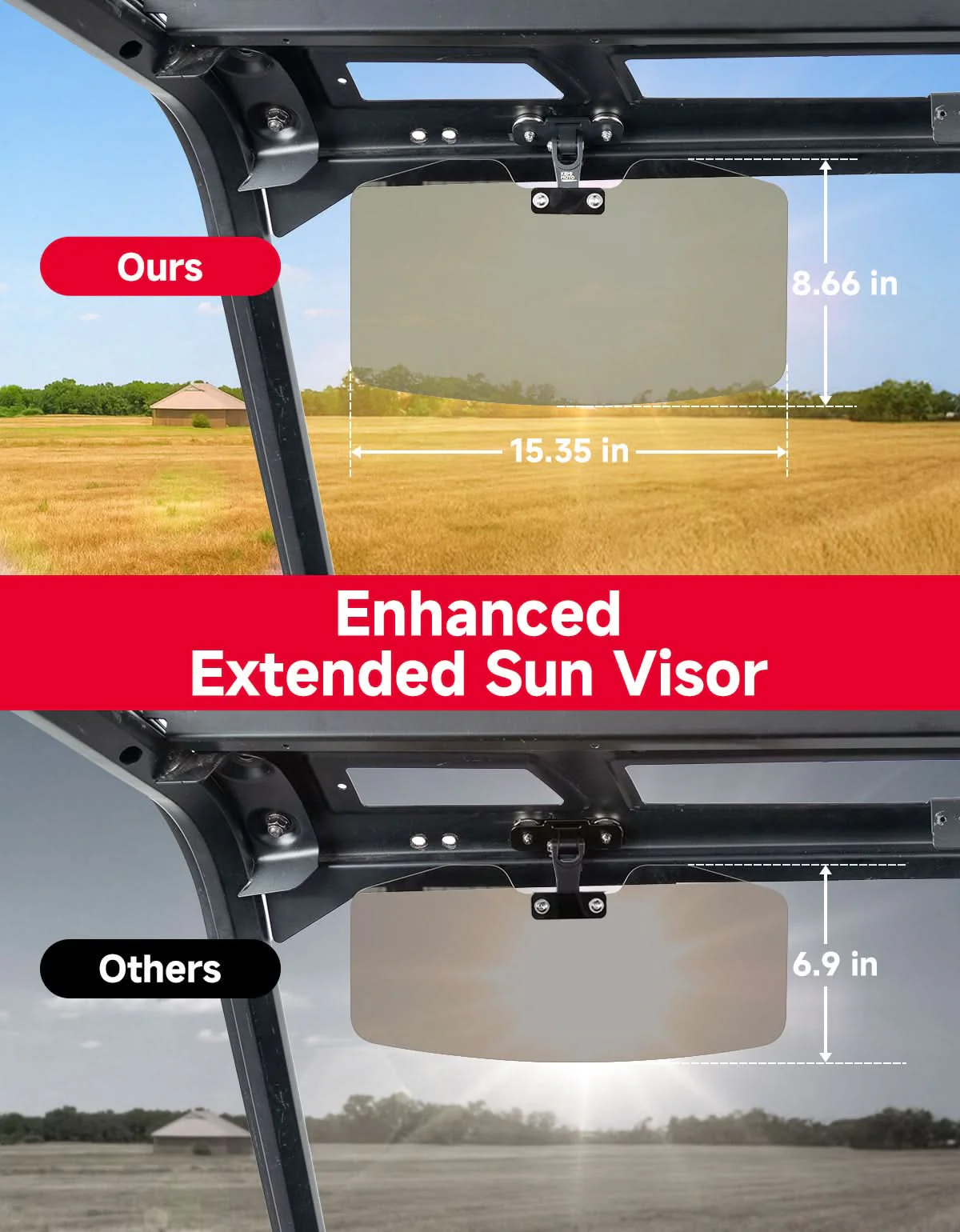 Universal Magnetic Sun Visor for UTV with Pro-Fit Bar or Metal Roof(2PC) - Image 6