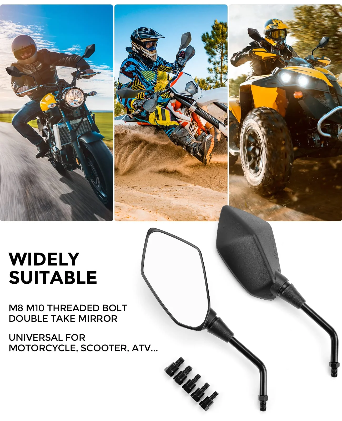 Universal Motorcycle Mirrors with M8 M10 Bolt - Image 5