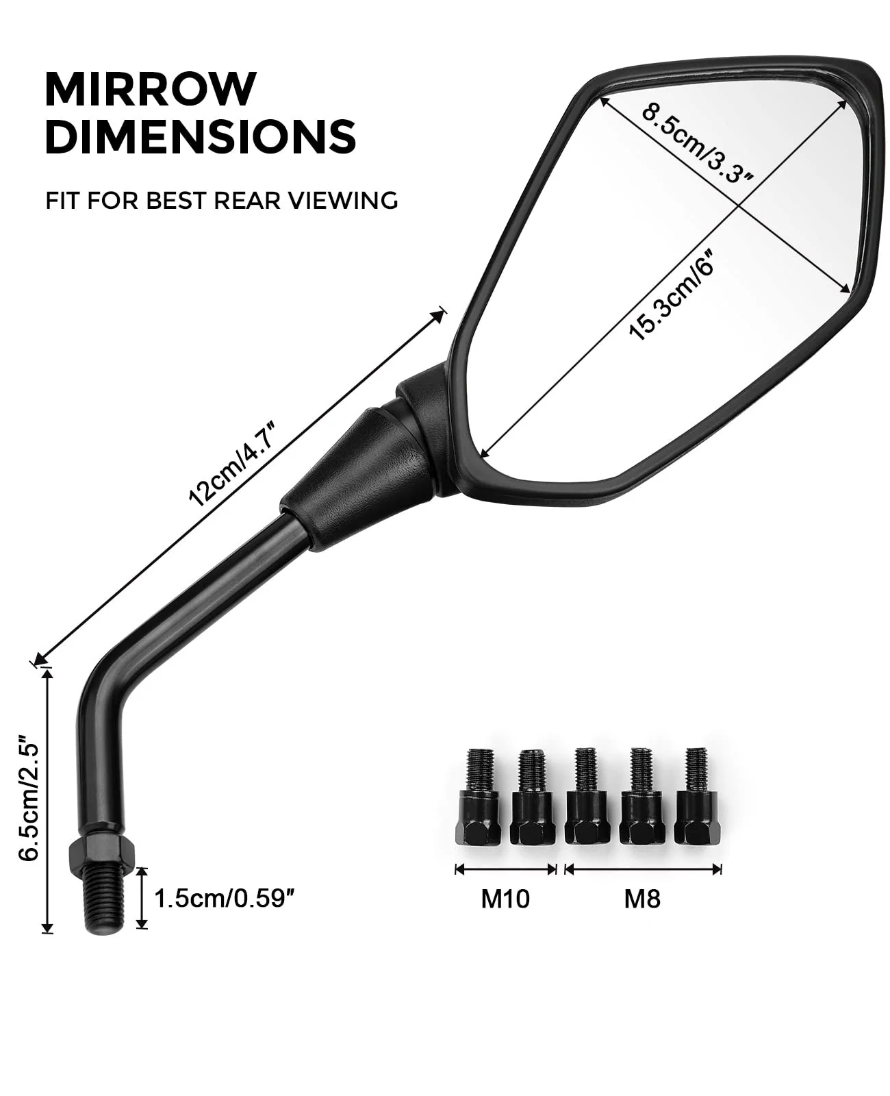 Universal Motorcycle Mirrors with M8 M10 Bolt - Image 6