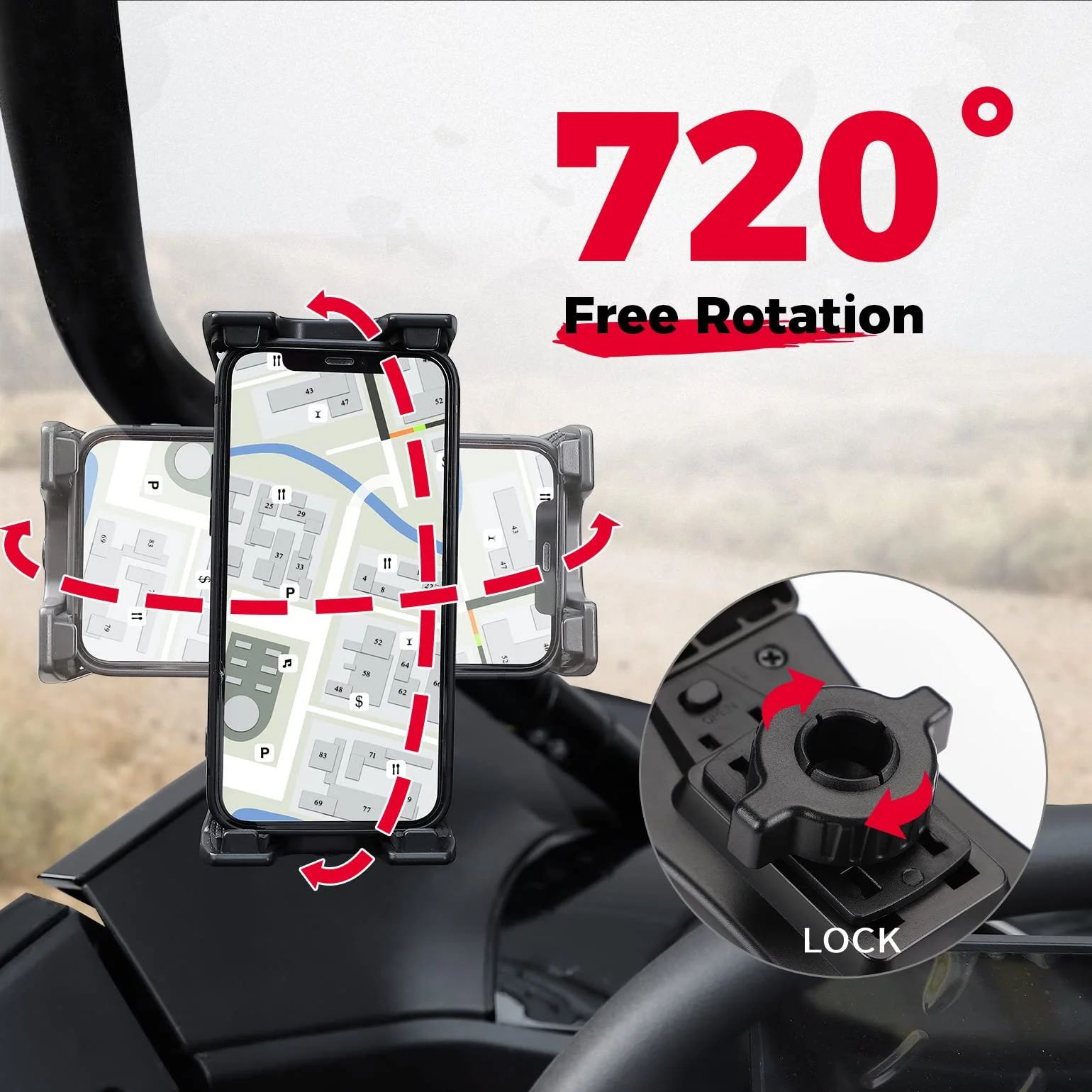 Universal Phone Holder for 0.6-1.25"/1.5-1.75" Roll Bar - Image 5