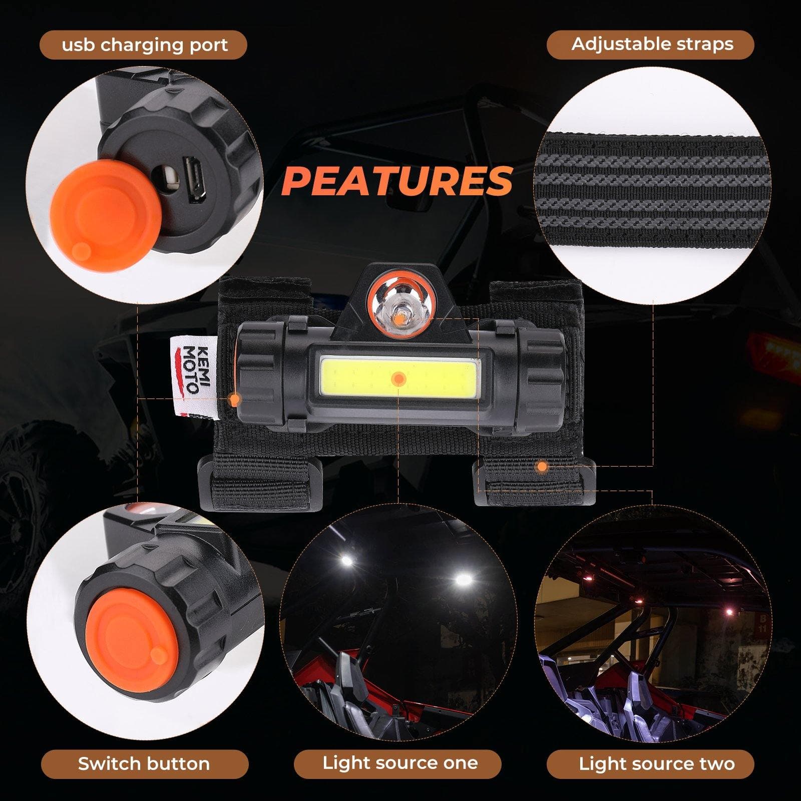 UTV Universal Interior Lights for 1.25-2" Roll bar - Image 5