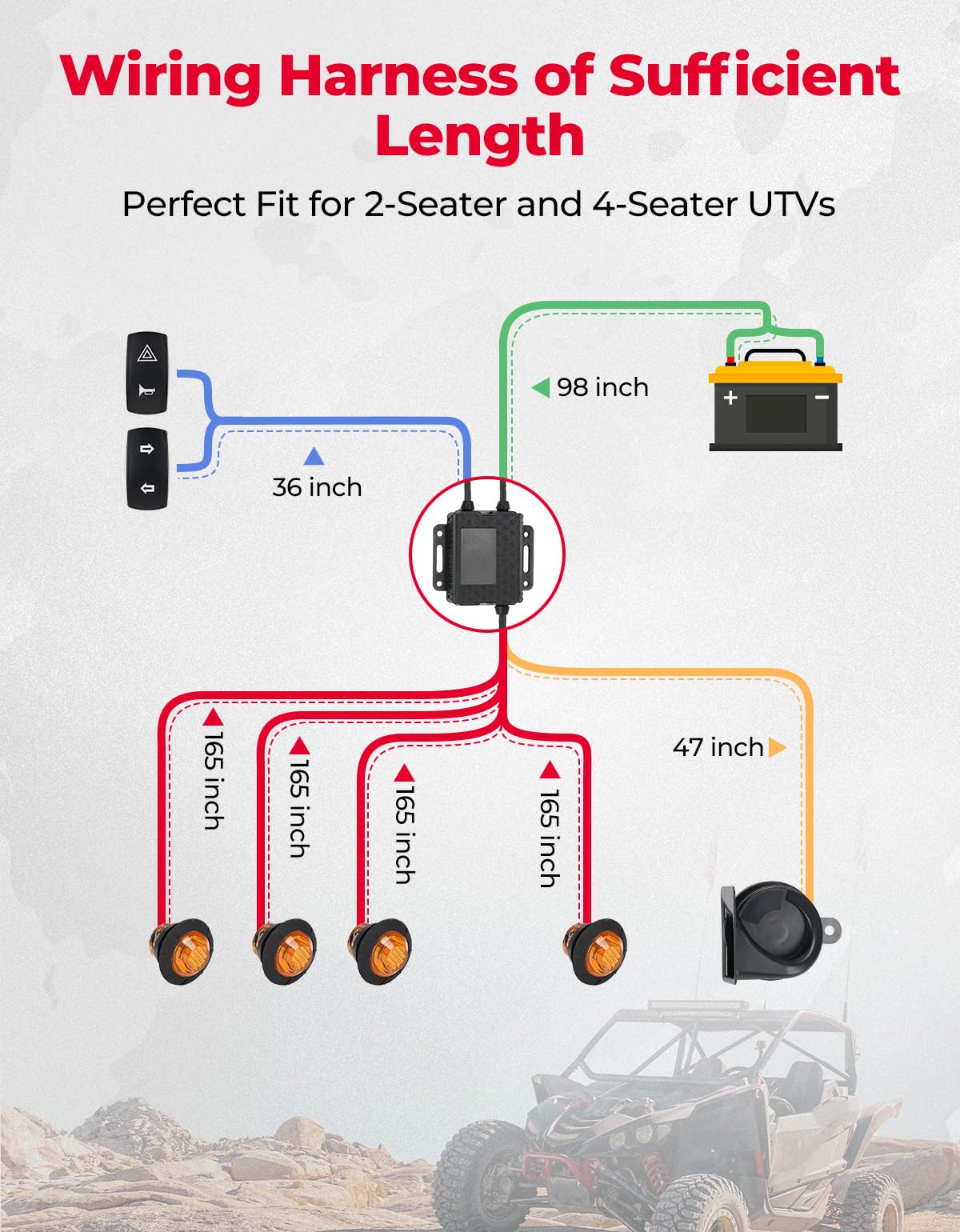 Universal Plug & Play Turn Signal Kit With Rocker Switch & 110D Horn - Image 5