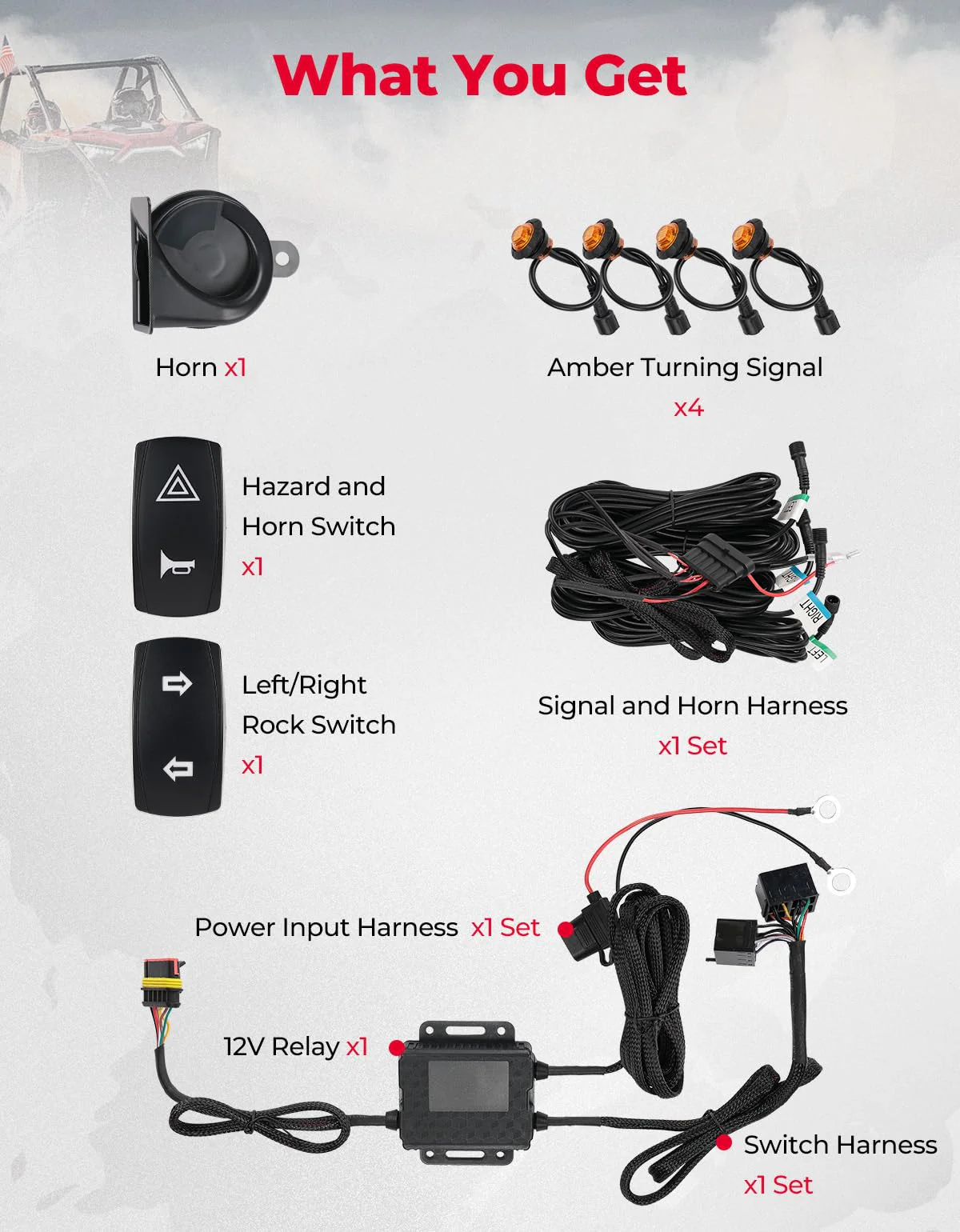 Universal Plug & Play Turn Signal Kit With Rocker Switch & 110D Horn - Image 8