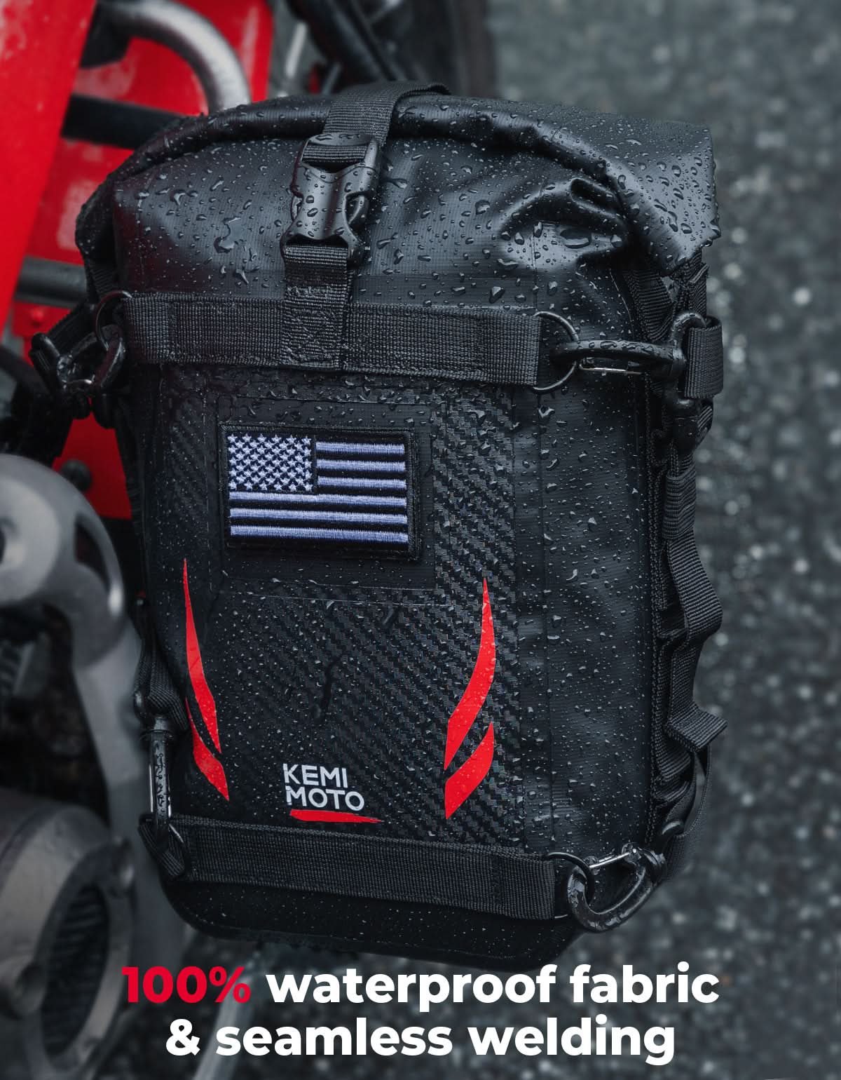 Universal Waterproof Motorcycle Tail Bag, 6.5L Red - Image 2