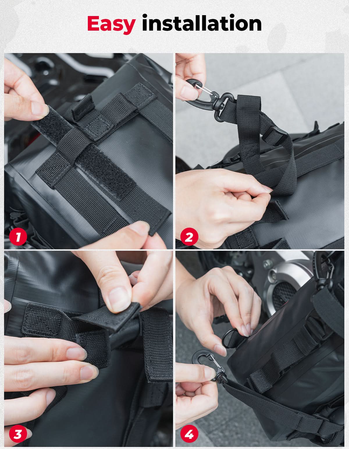Universal Waterproof Motorcycle Tail Bag, 6.5L Red - Image 3