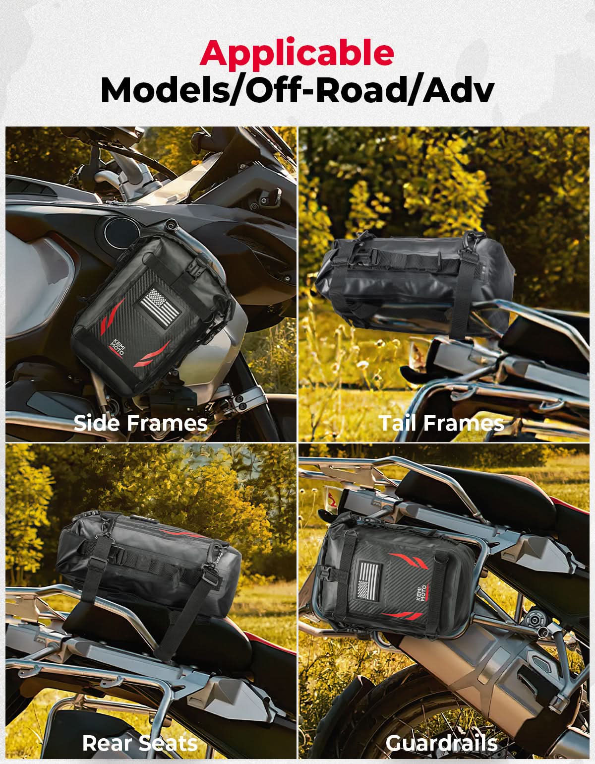 Universal Waterproof Motorcycle Tail Bag, 6.5L Red - Image 5