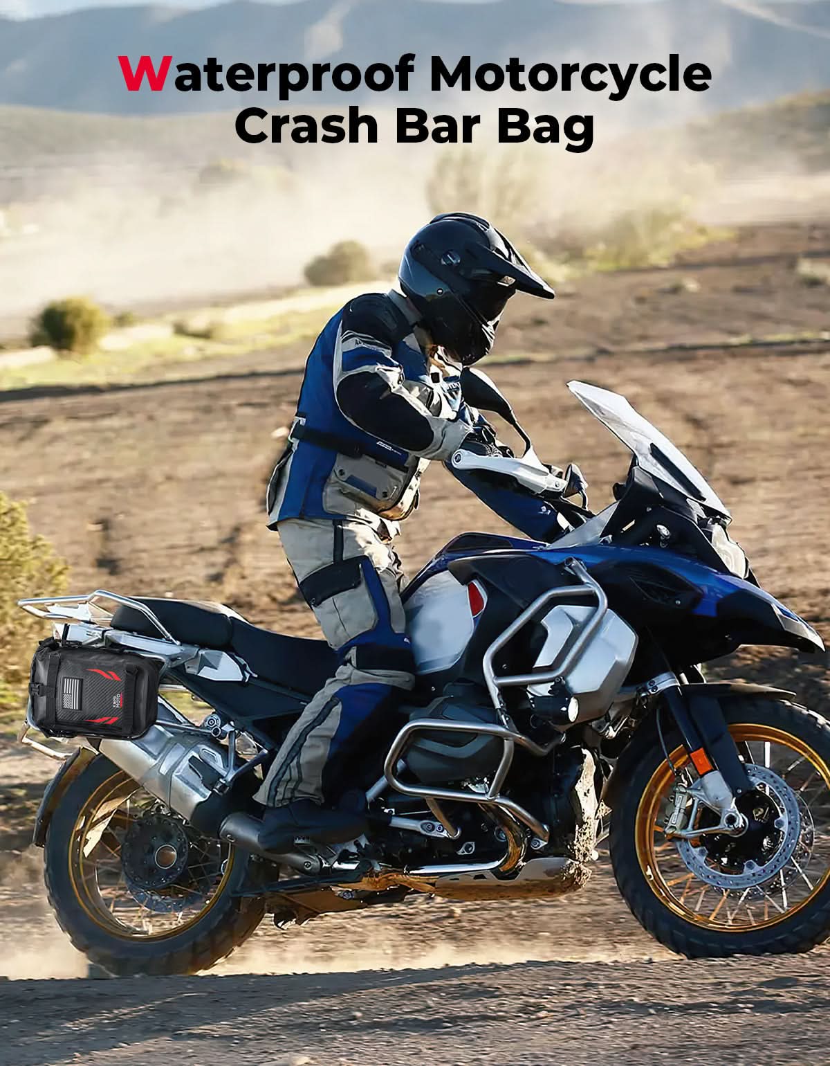 Universal Waterproof Motorcycle Tail Bag, 6.5L Red - Image 6