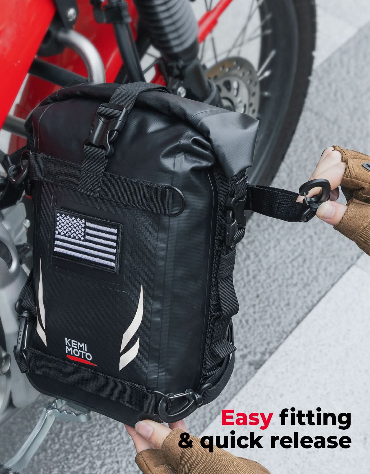 Universal Waterproof Motorcycle Tail Bag for Dirt Bike Adventure 6.5L Grey - Image 4