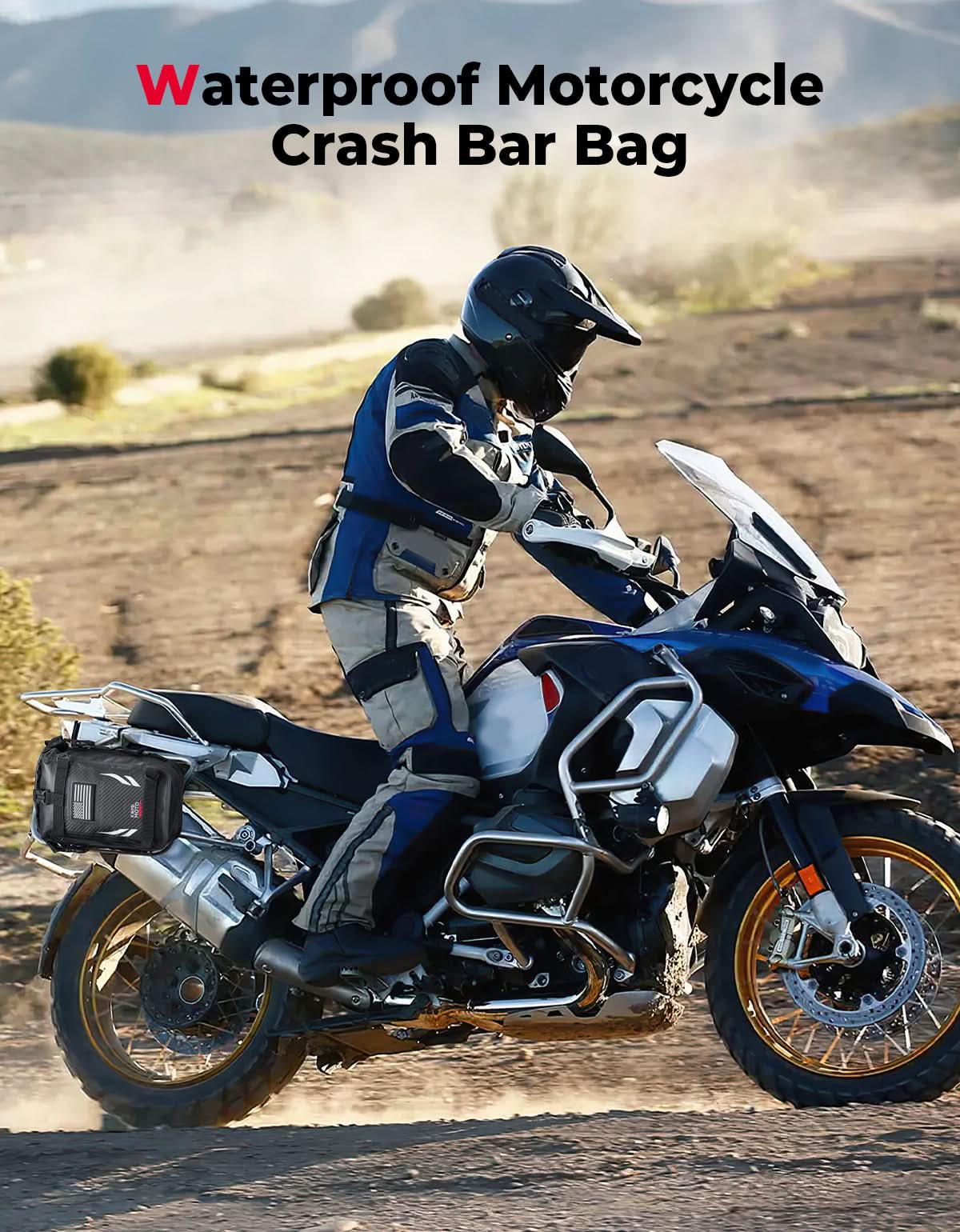 Universal Waterproof Motorcycle Tail Bag for Dirt Bike Adventure 6.5L Grey - Image 6