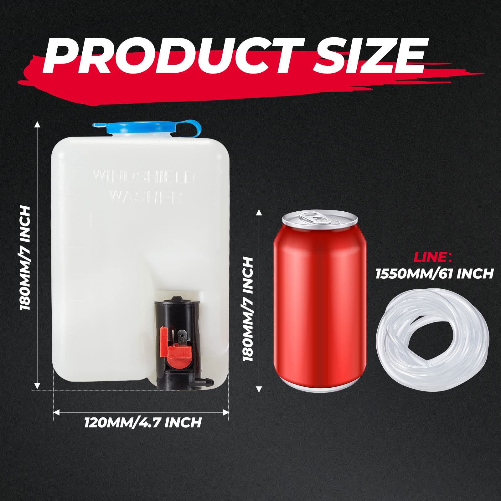 1.5L Universal Car Windshield Washer Pump Reservoir Bottle Kit - Image 3