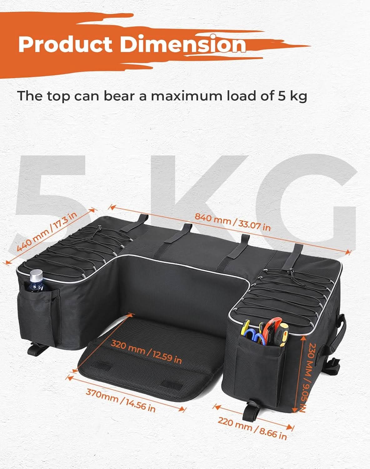Upgraded ATV 55L Rear Seat Storage Bag with Built-In Frame & Removable Cushion - Image 2