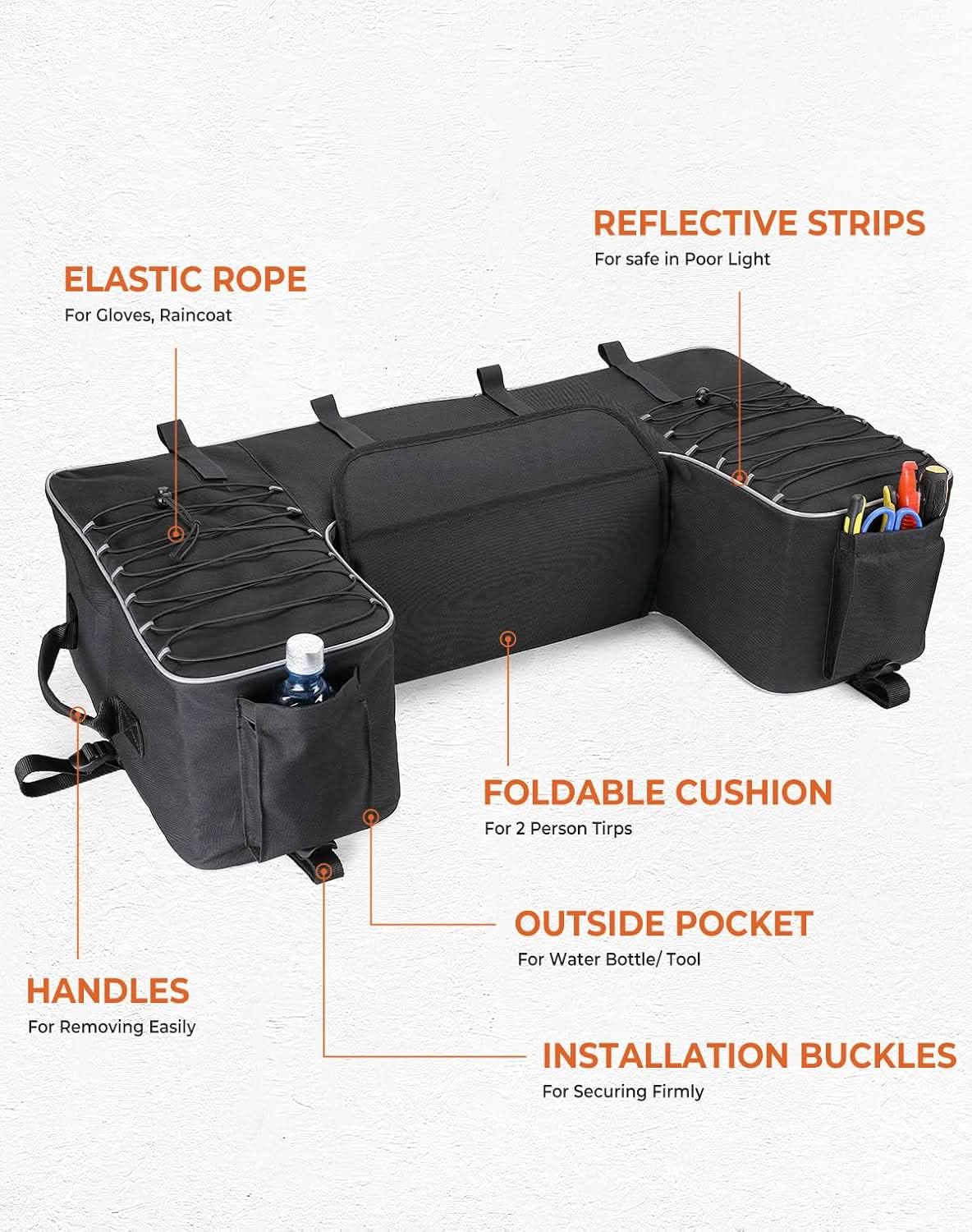 Upgraded ATV 55L Rear Seat Storage Bag with Built-In Frame & Removable Cushion - Image 3