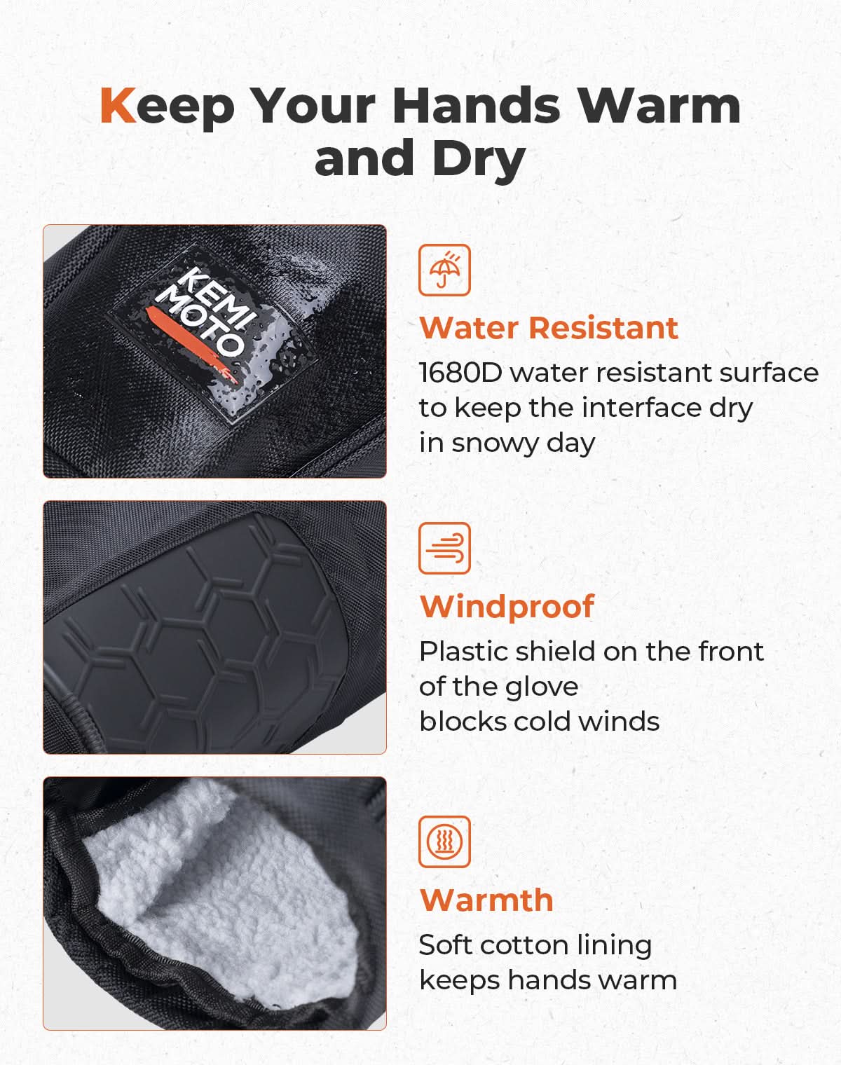 Upgraded ATV Waterproof Gloves for Motorcycle Sportsman Grizzly Scrambler FourTrax - Image 3