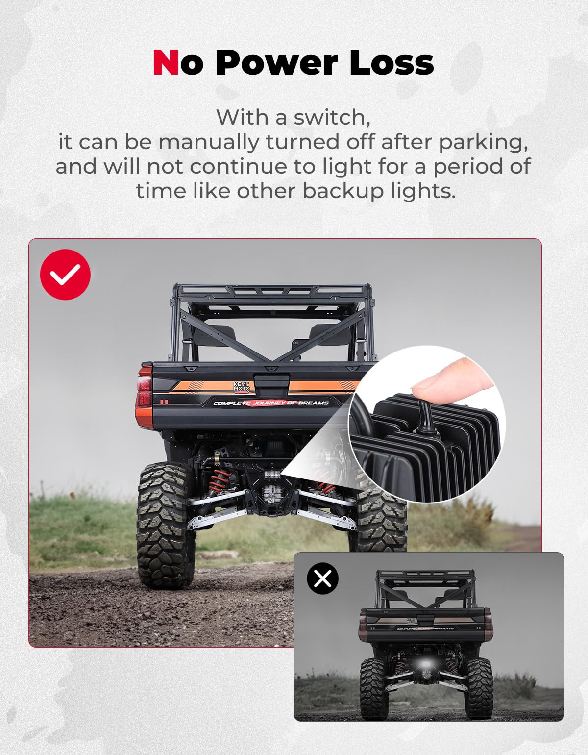 Upgraded Backup Light with Switch for Ranger XP 1000/Crew 2018-2024 - Image 2