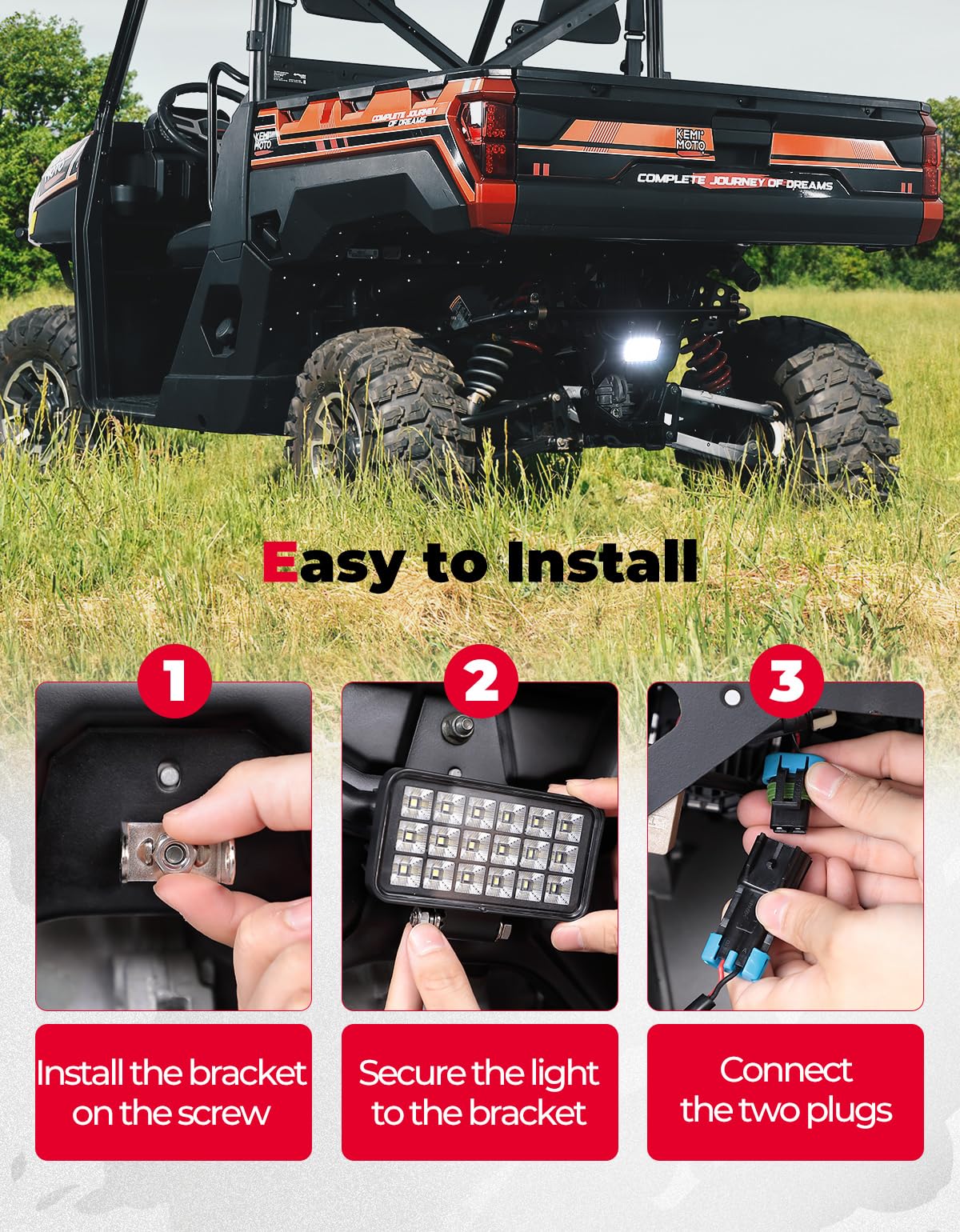 Upgraded Backup Light with Switch for Ranger XP 1000/Crew 2018-2024 - Image 5