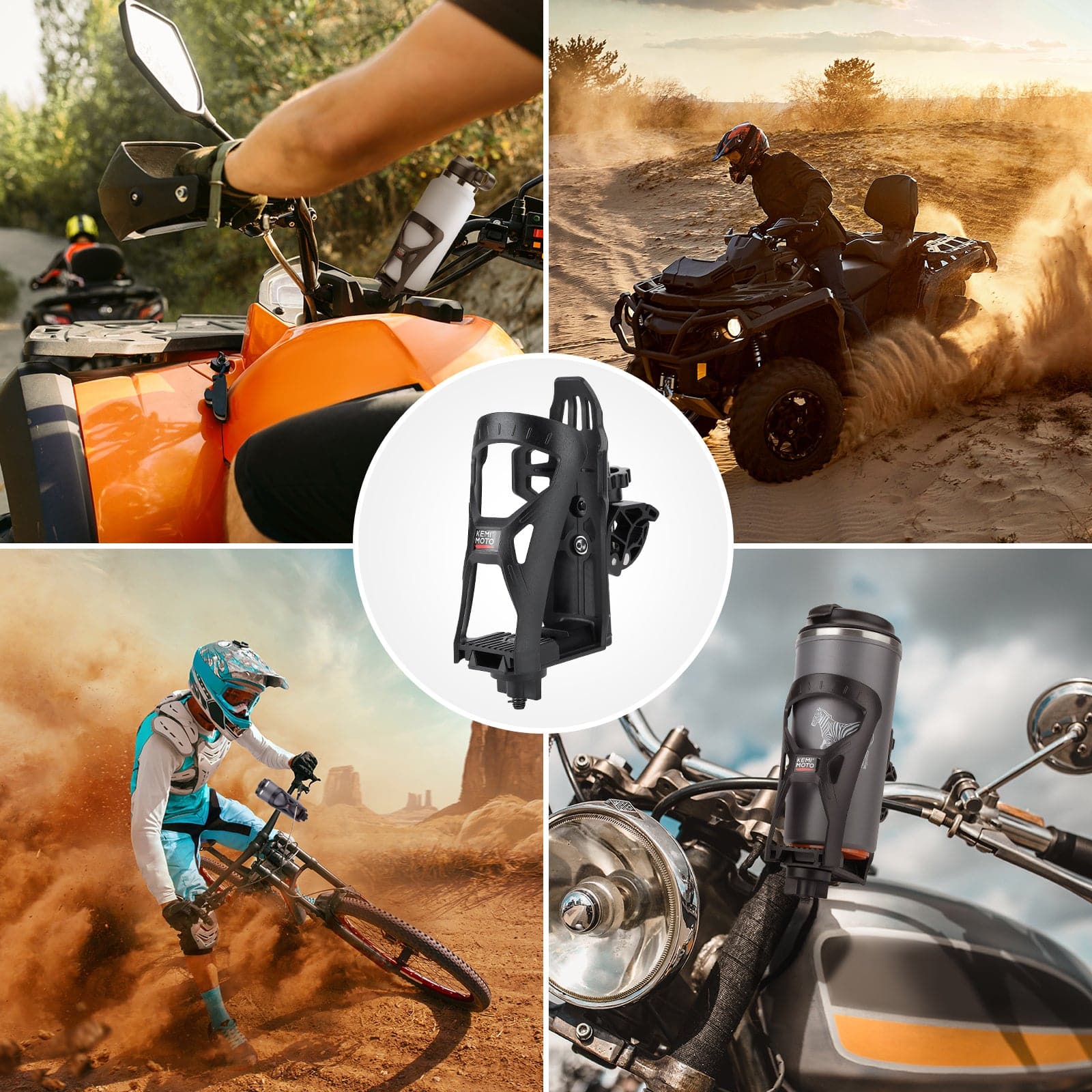 ATV Motorcycle Cup Holder with 0.6"-1.56" Metal Clamp - Image 7
