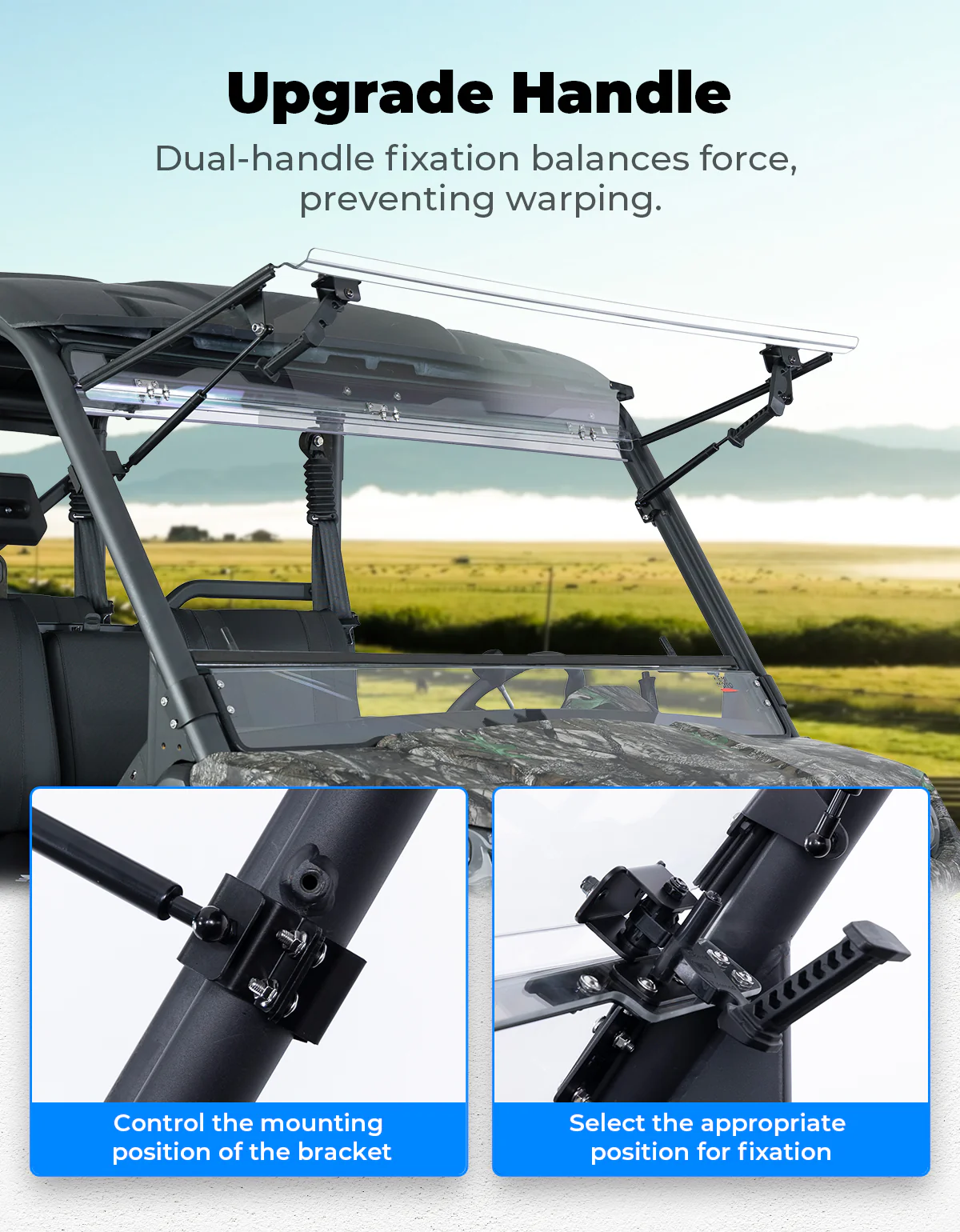 Upgraded Flip Front Windshield For CFMOTO Uforce 1000|1000 XL - Image 3