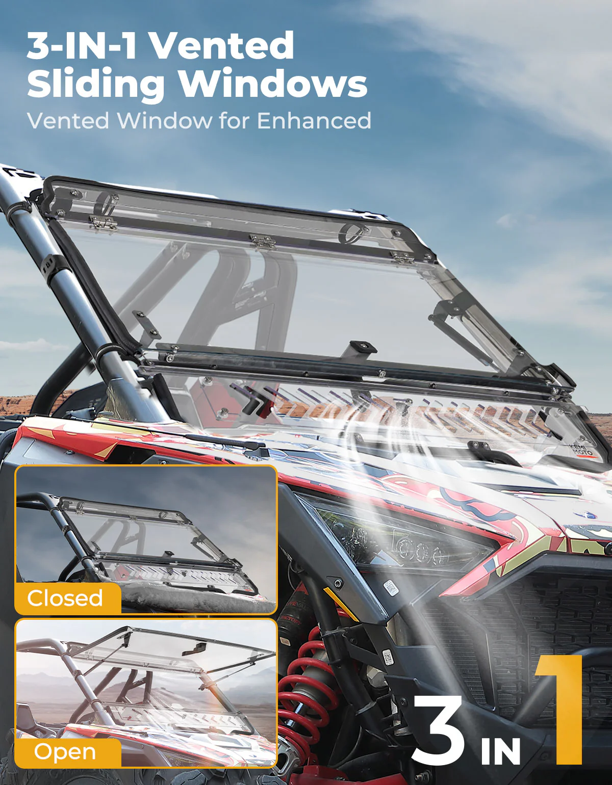 Upgraded Flip Windshield with Slide Window for 2020-2024 RZR PRO XP/4 - Image 2