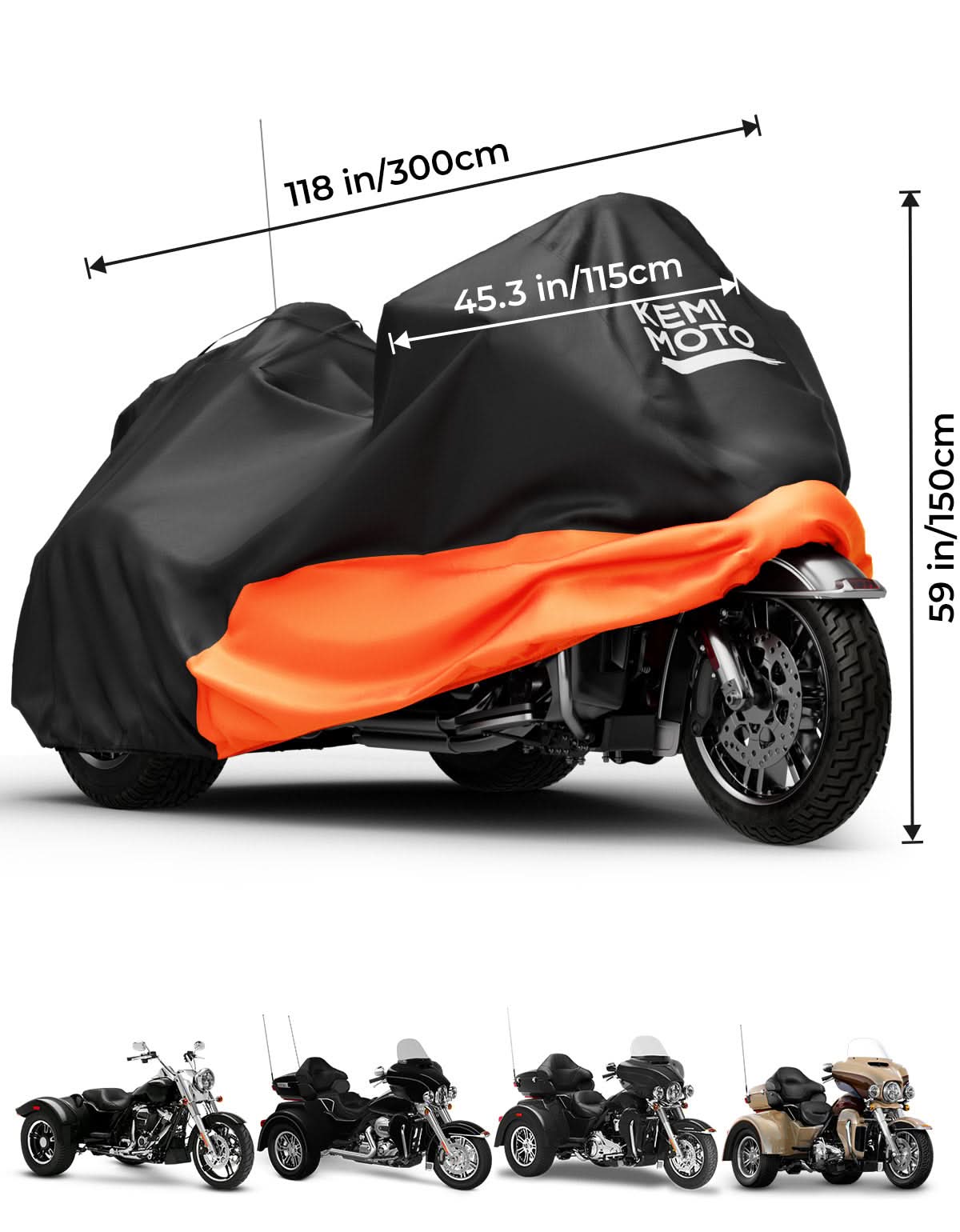 Upgraded Motorcycle Trike Cover 3 Wheel Waterproof Cover for Trike Models - Image 6