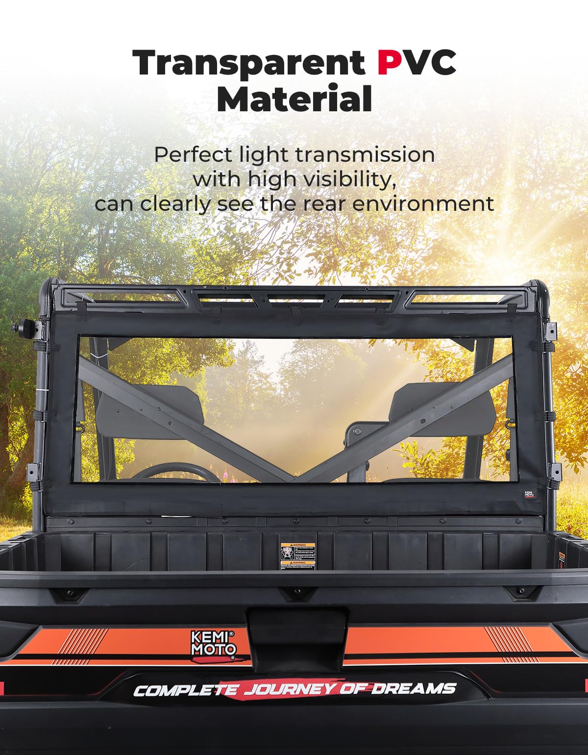 Waterproof Soft Rear Window for Ranger XP 1000/Crew, 1000/Crew, XP 900 - Image 2