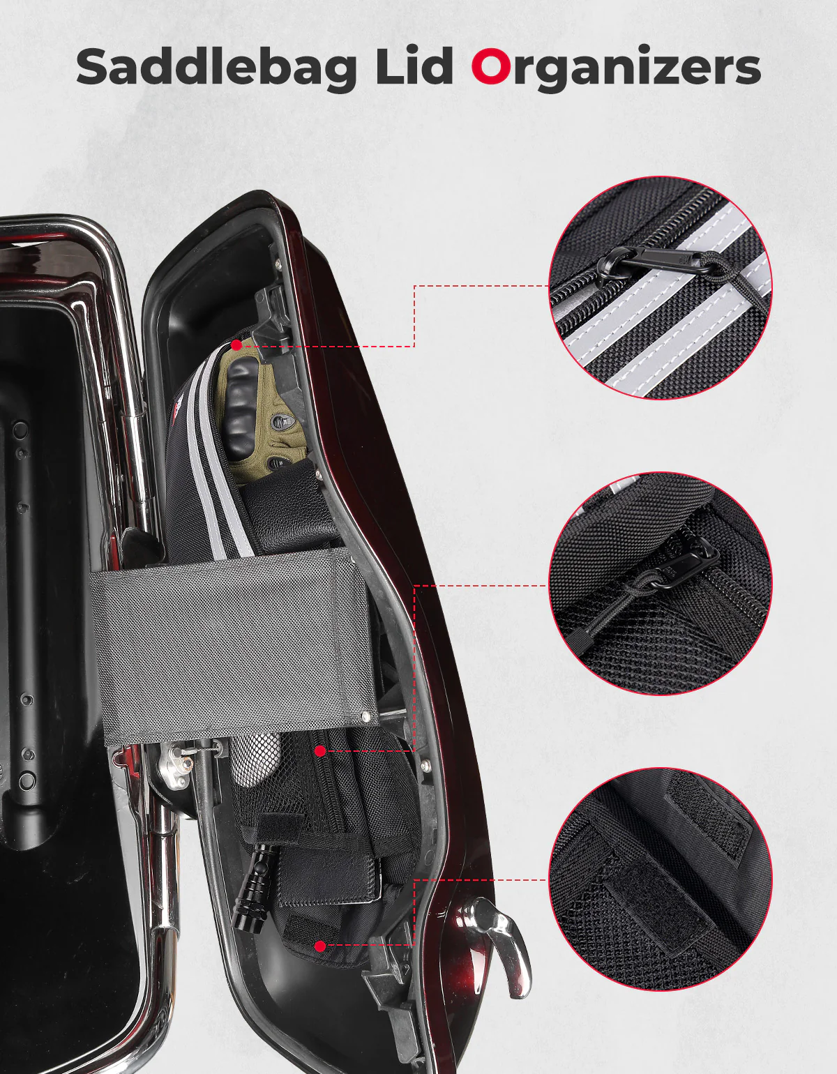 Upgraded Saddlebag Lid Organizers 2 Pack for Touring Street Glide Road King - Image 3