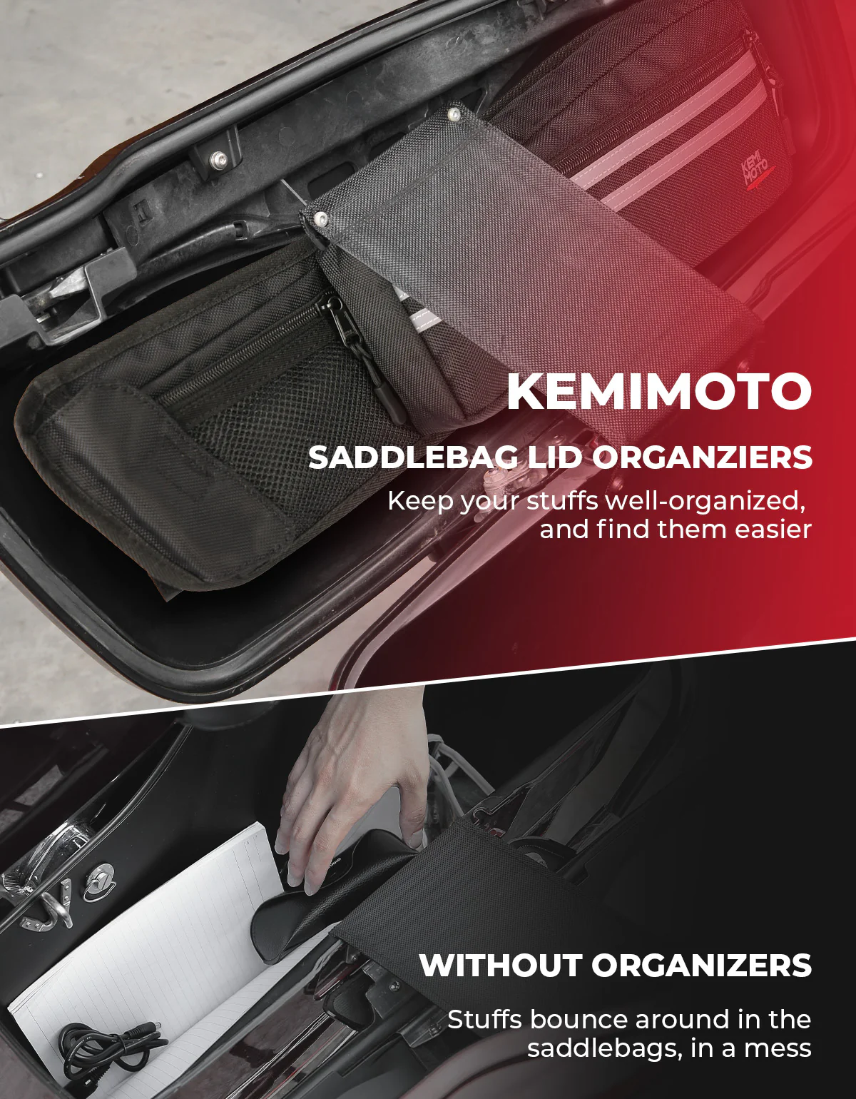 Upgraded Saddlebag Lid Organizers 2 Pack for Touring Street Glide Road King - Image 4