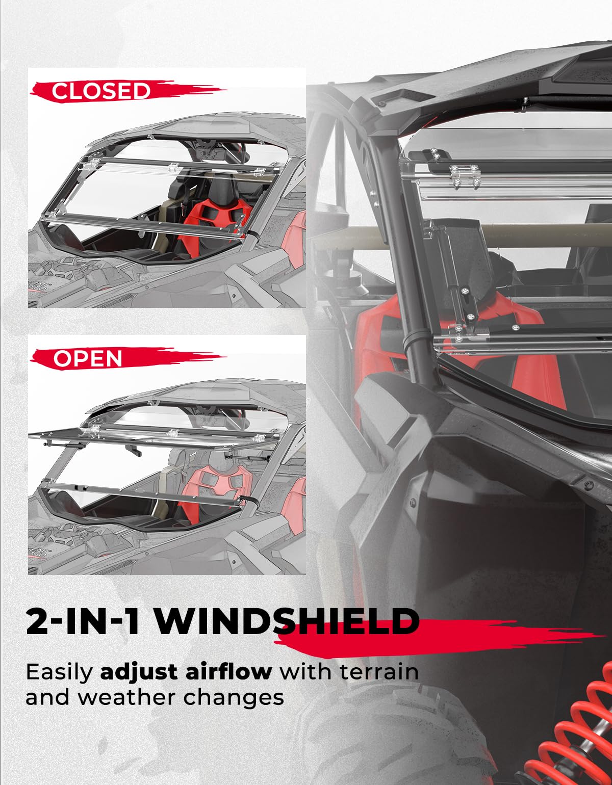 Upgraded Scratch Resistant Flip Windshield for Can-Am Maverick X3/X3 MAX - Image 4