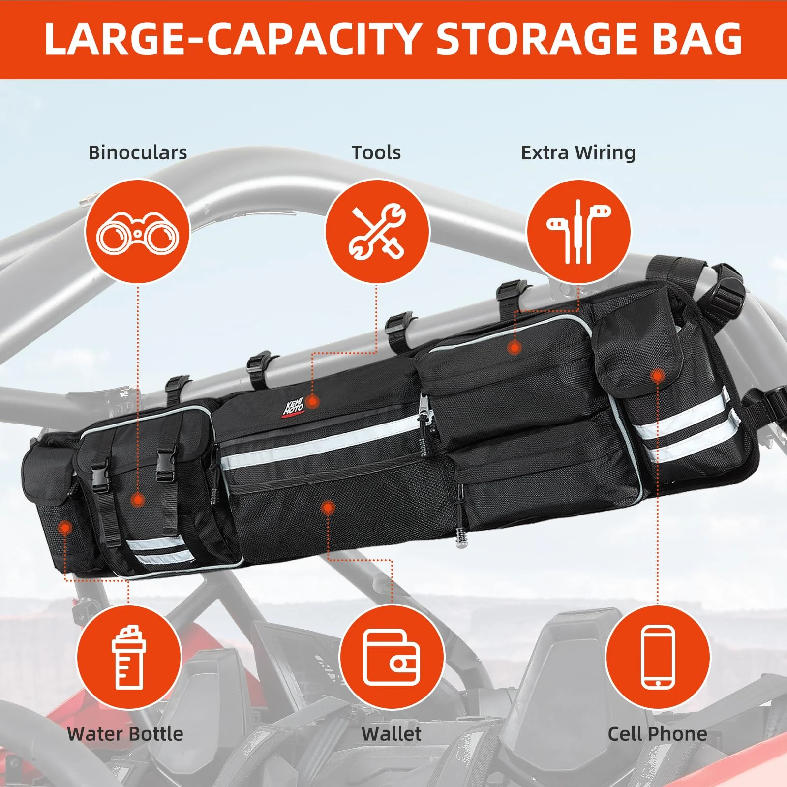 Universal UTV Roll Cage Organizer for Polaris Ranger RZR/ Pioneer Talon - Image 2