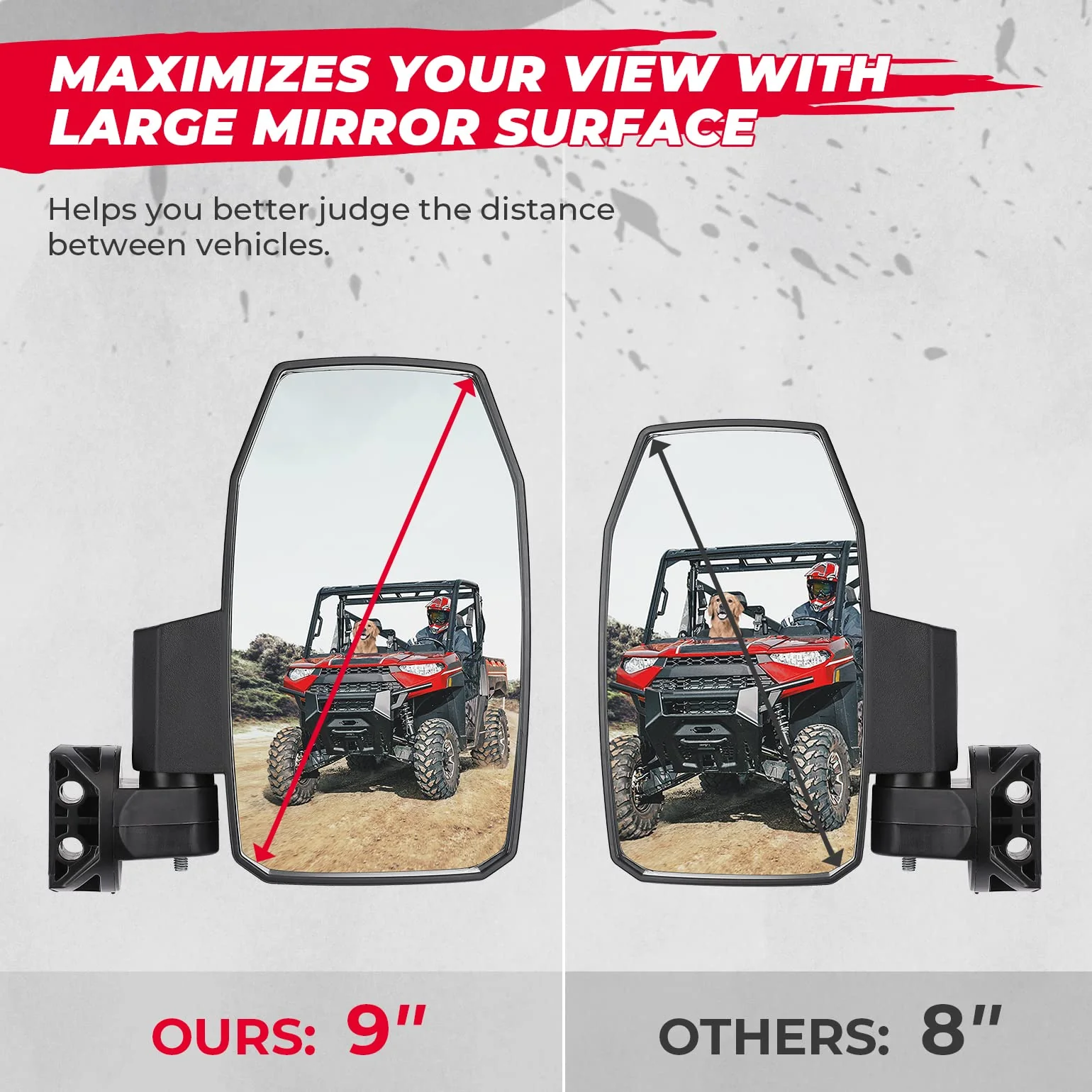 Upgraded UTV Wider Pro-Fit Side Mirrors for Polaris / Can-Am (1 pair) - Image 2