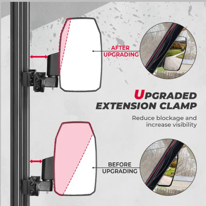Upgraded UTV Wider Pro-Fit Side Mirrors for Polaris / Can-Am (1 pair) - Image 3