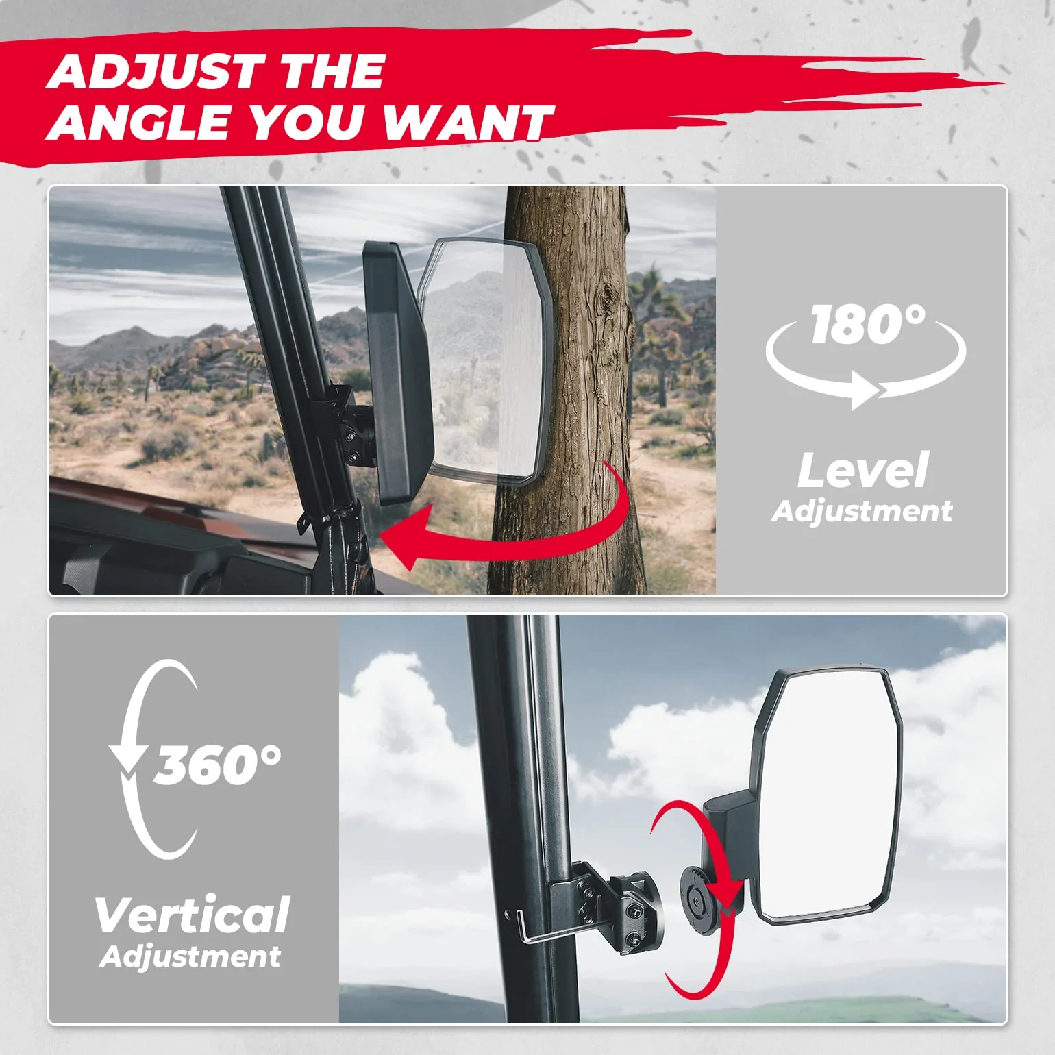 Upgraded UTV Wider Pro-Fit Side Mirrors for Polaris / Can-Am (1 pair) - Image 4