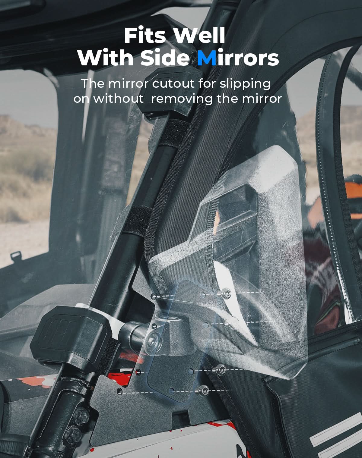 Upper Doors with Steel Frame for Polaris RZR XP 1000 / XP Turbo 2016-2023 - Image 3