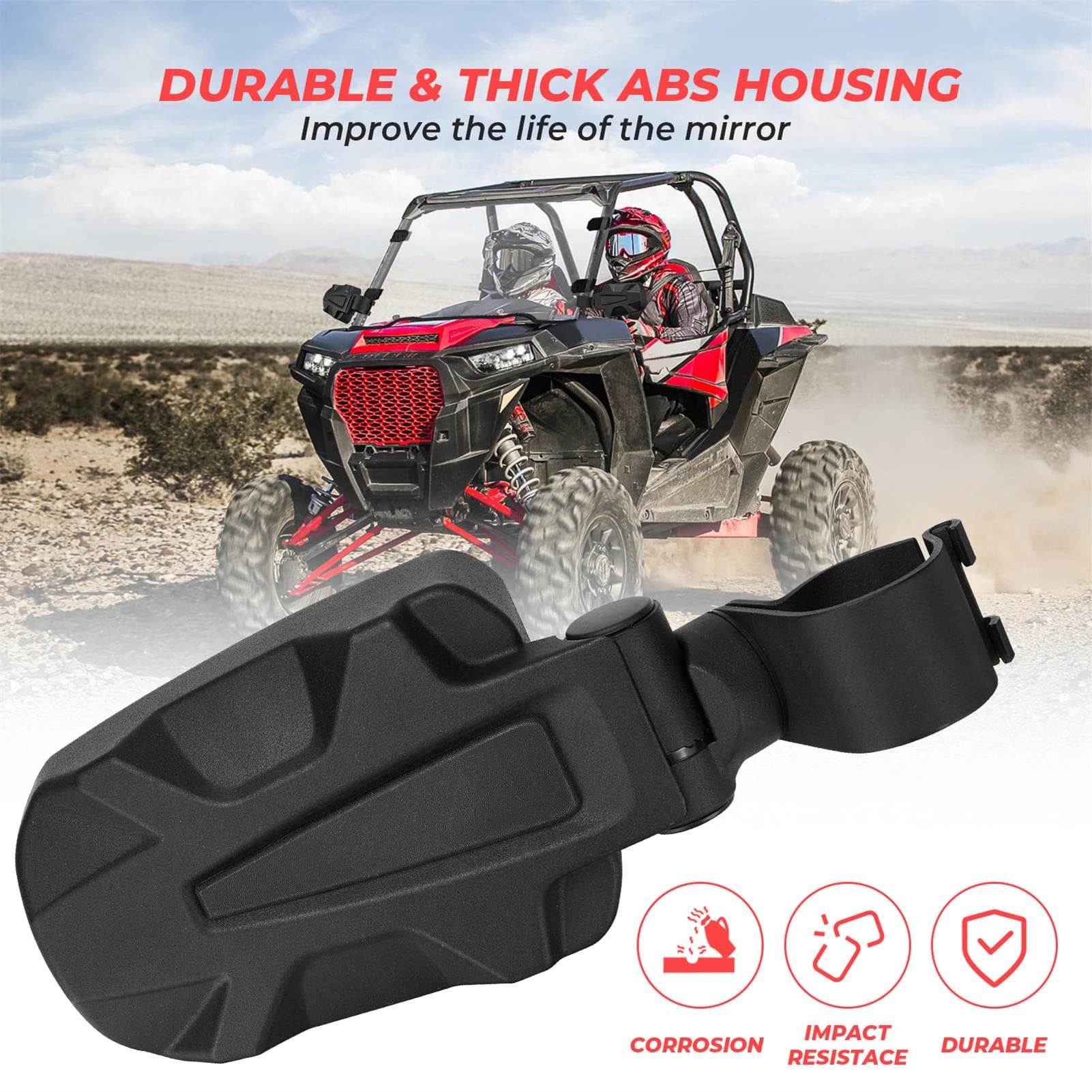 UTV 1.65"-2" Rear View Mirror & 1.75" Round Tube Convex Side Mirror - Image 14