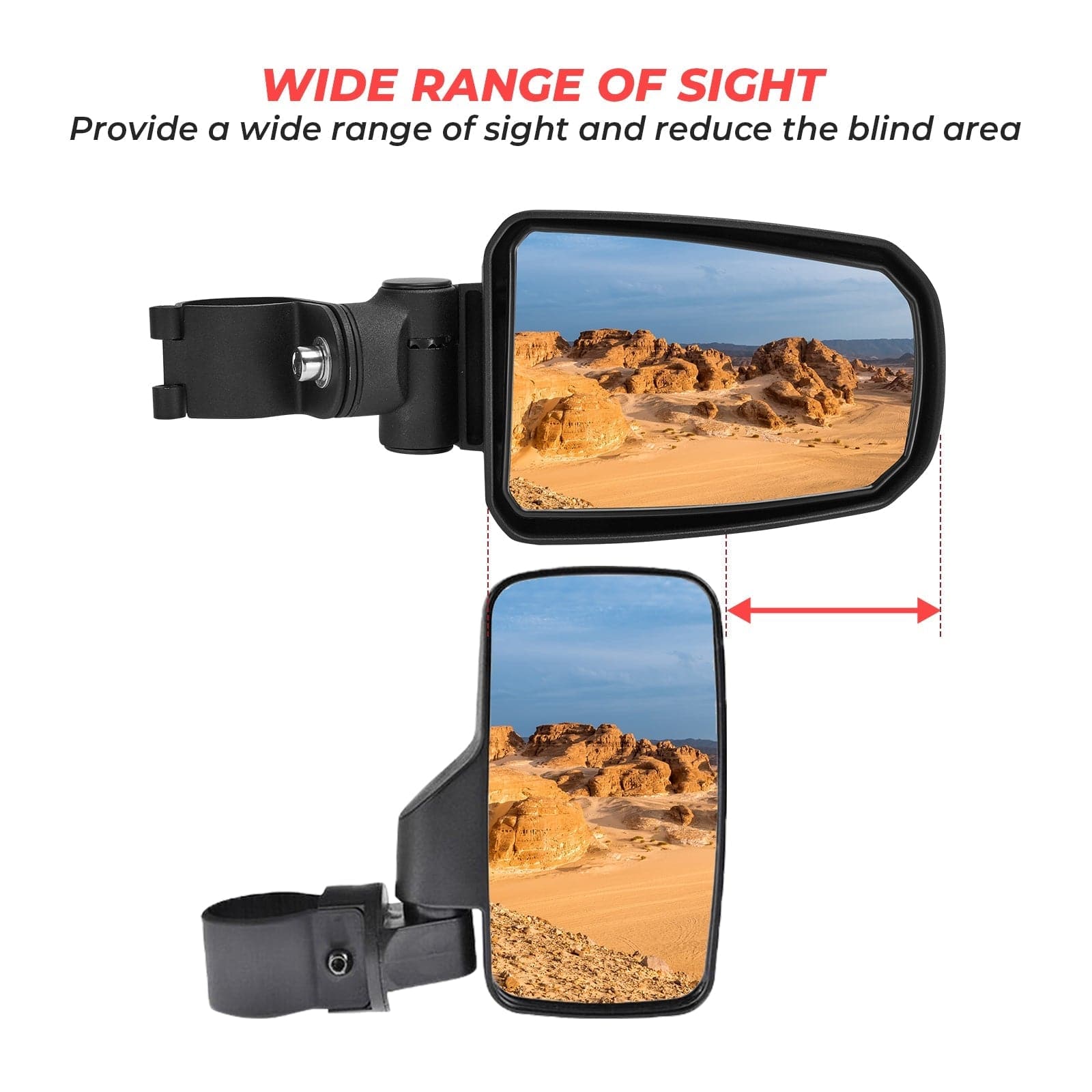 UTV 1.65"-2" Rear View Mirror & 1.75" Round Tube Convex Side Mirror - Image 15