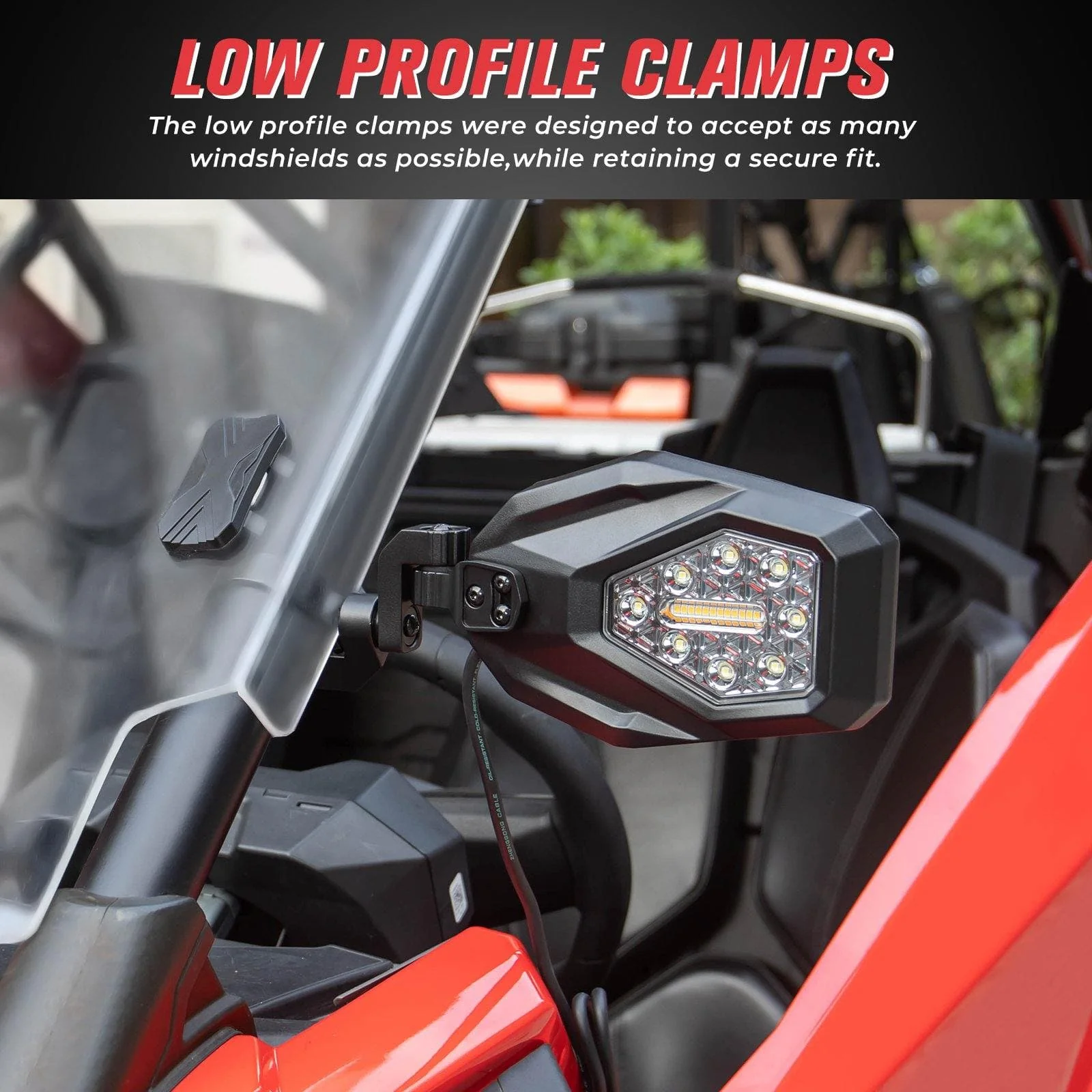 UTV 1.65"-2" Tube Rear View Mirror & UTV 1.6"-2" Tube LED Side Mirrors - Image 12